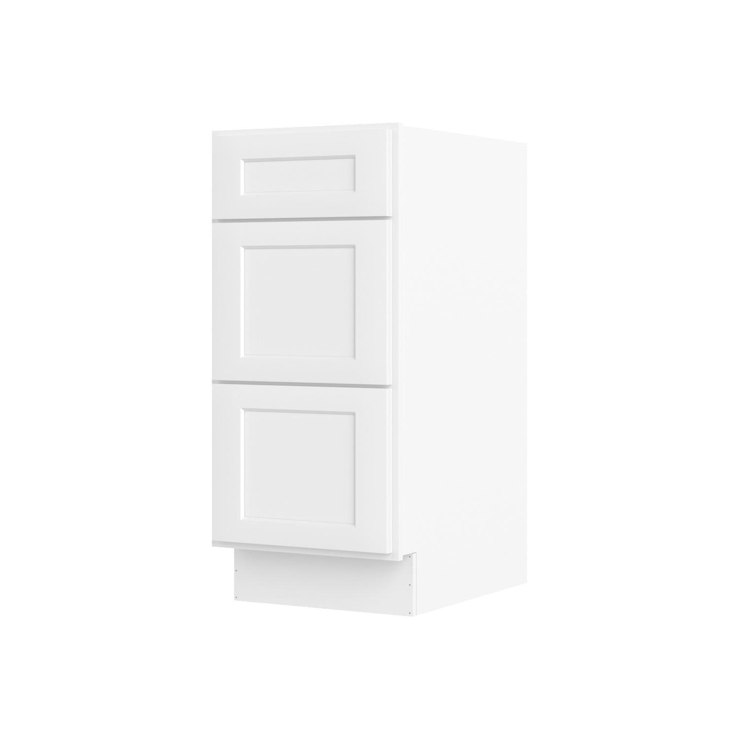 3VDB15 Shaker White Three Drawer Vanity Base Cabinet