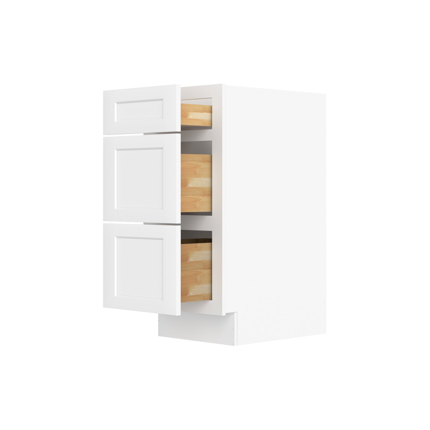 3VDB15 Shaker White Three Drawer Vanity Base Cabinet