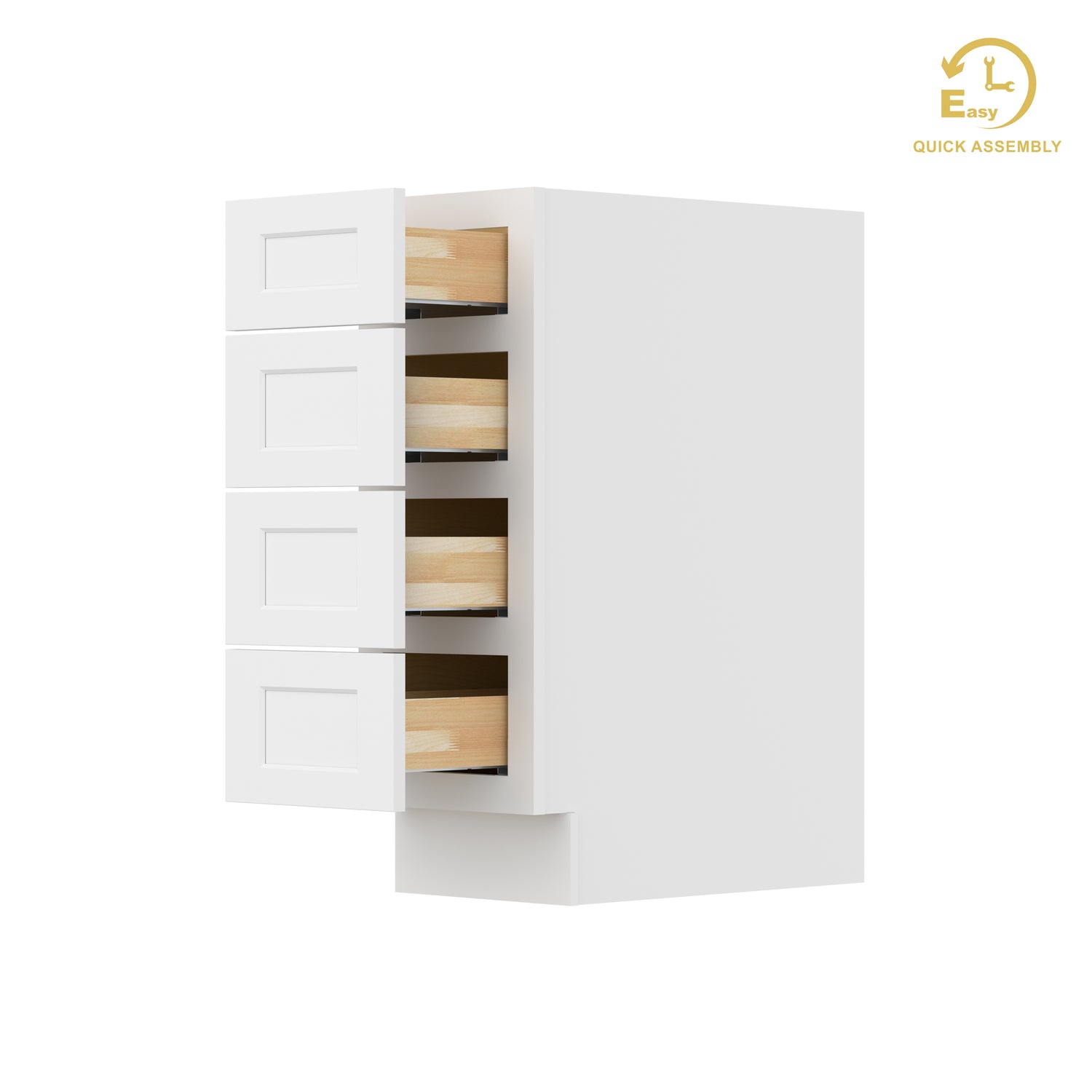 4DB12 Shaker White Four Drawer Base Cabinet