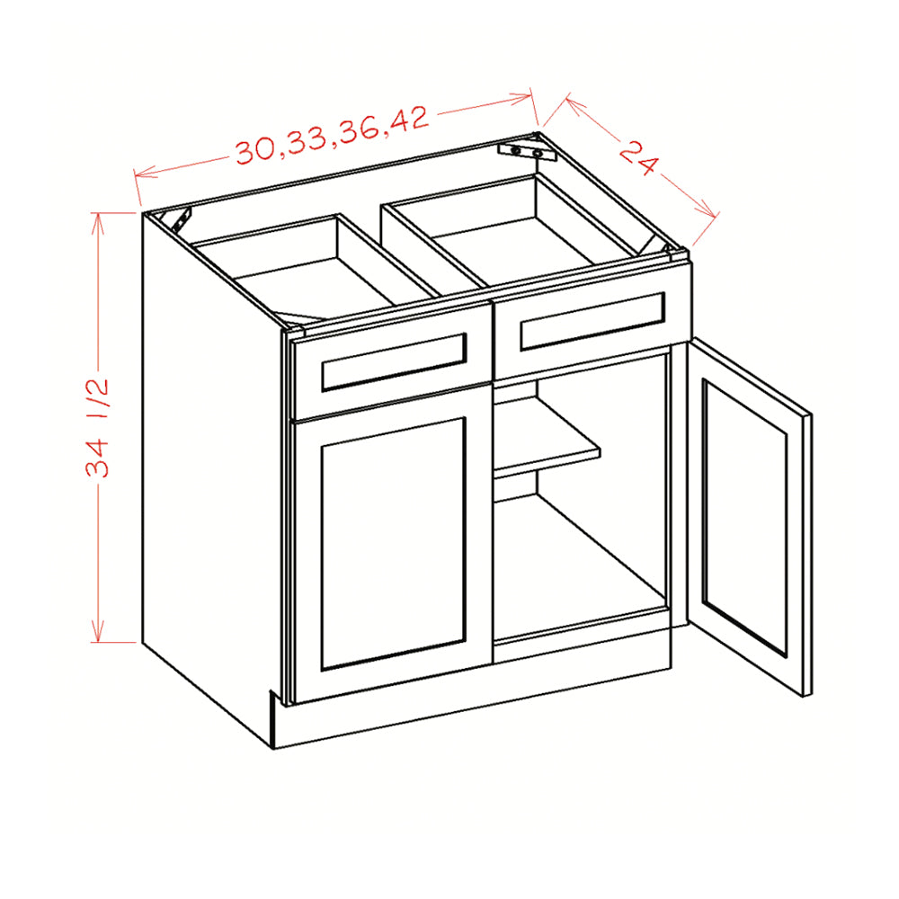 B36 Shaker White Double Door Base Cabinet