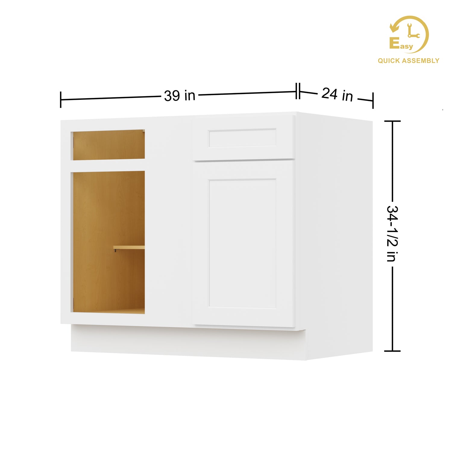 BBC42 Shaker White Base Blind Corner Cabinet