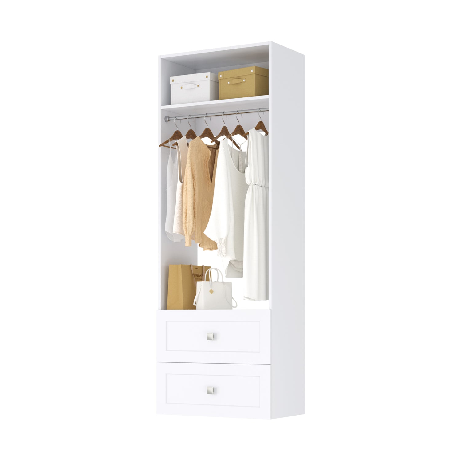 Closet Silo Hanging Tower with 2 Drawers Unit in White