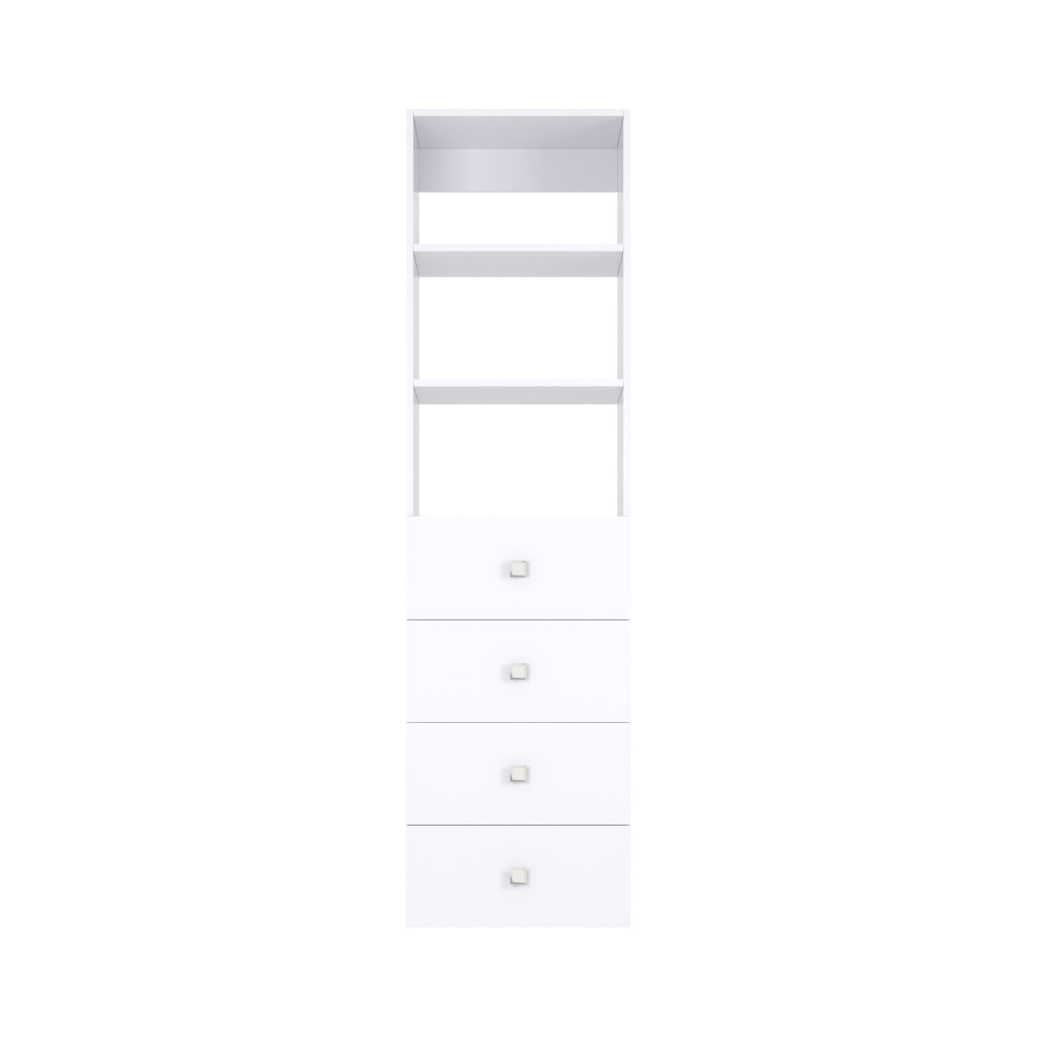 Closet Silo 4 Drawer Shelf Tower Unit in White