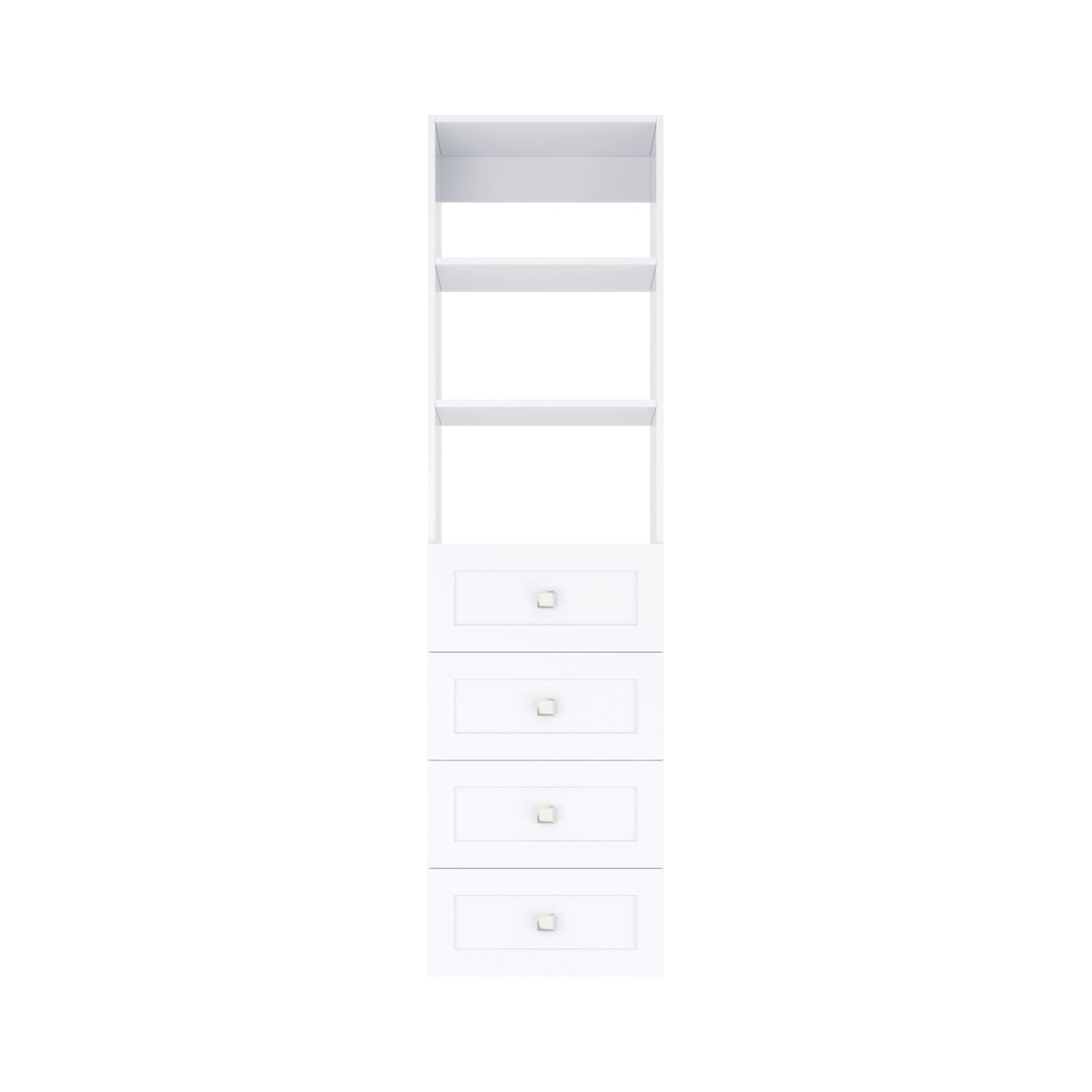 Closet Silo 4 Drawer Shelf Tower Unit in White