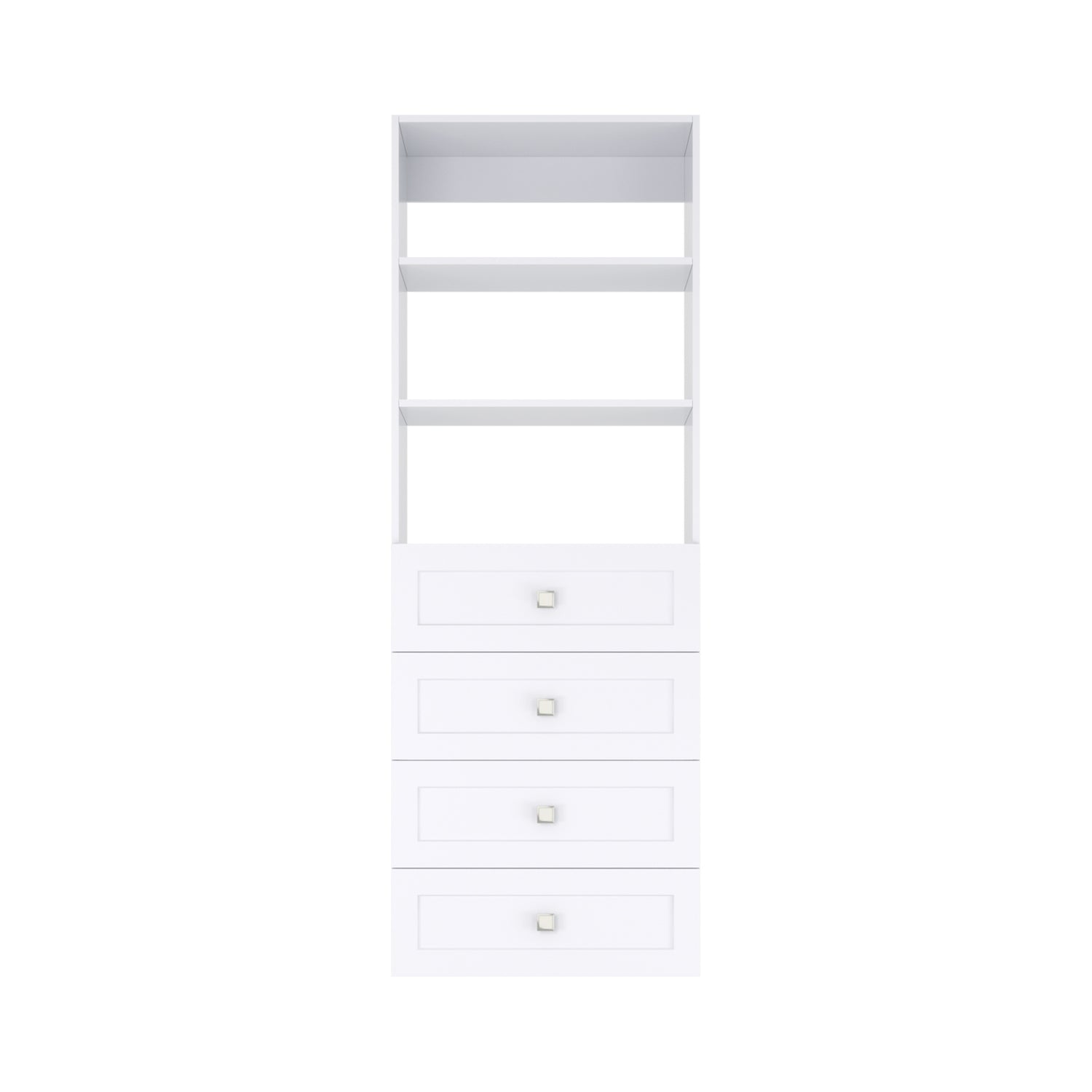 Closet Silo 4 Drawer Shelf Tower Unit in White