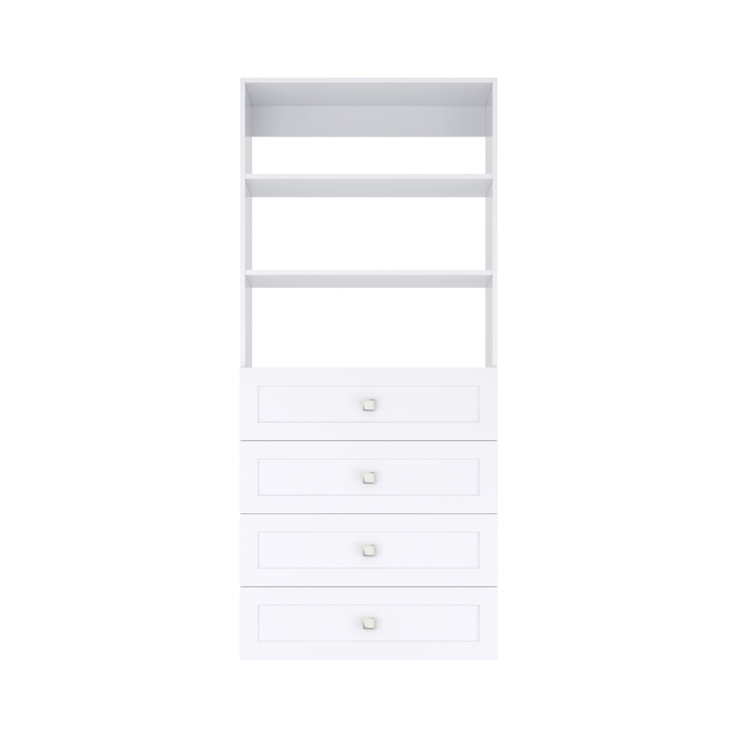 Closet Silo 4 Drawer Shelf Tower Unit in White