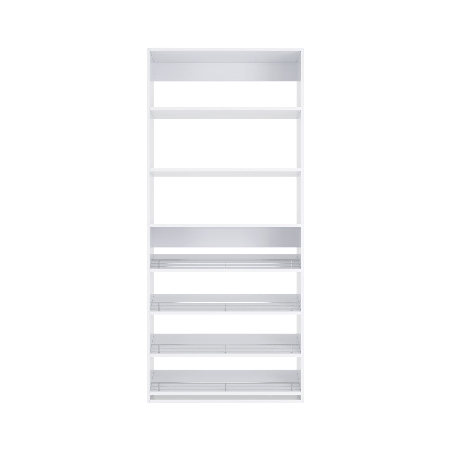 Closet Silo Half Slanted Shoe Shelf Tower Unit in White