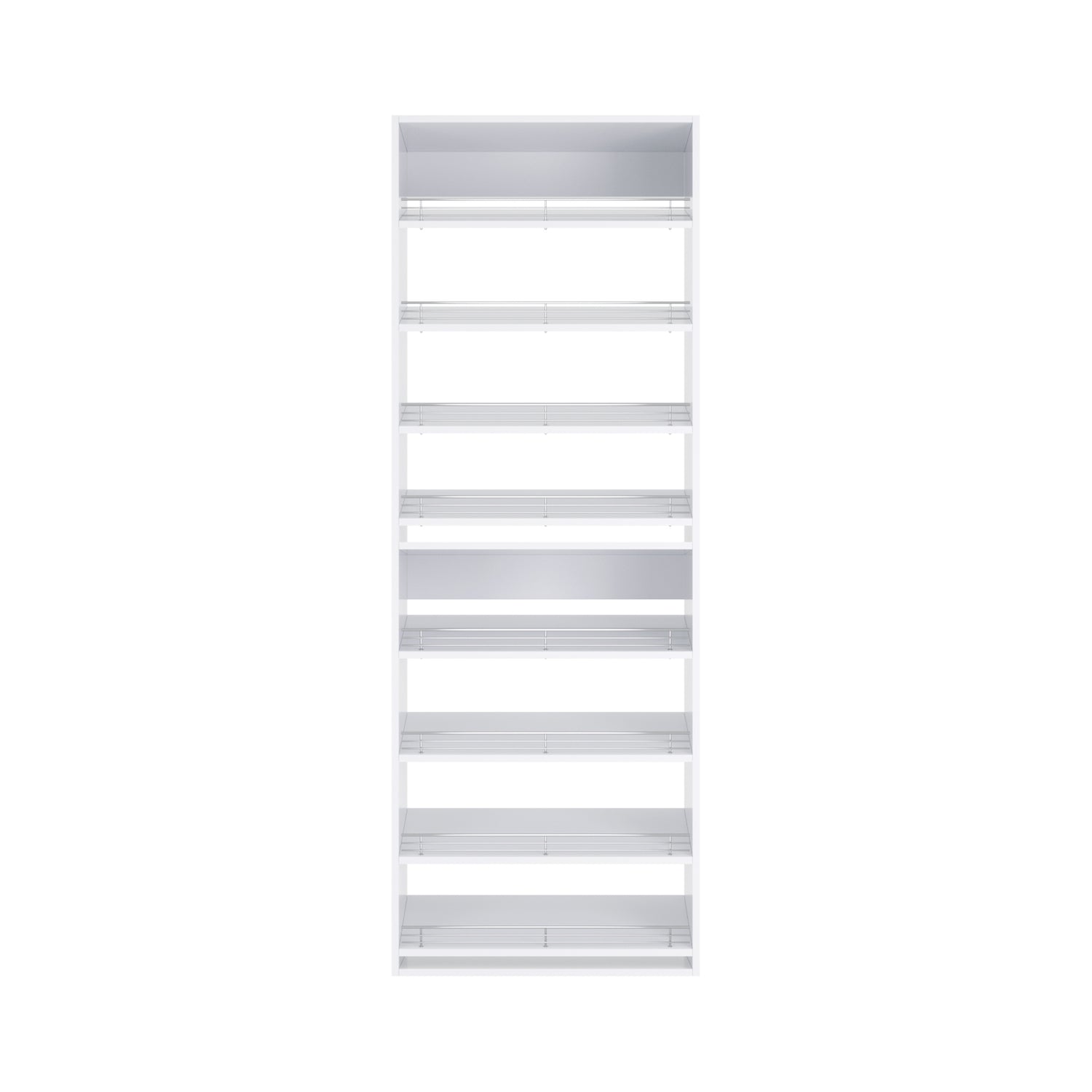 Closet Silo Full Slanted Shoe Shelf Tower Unit in White