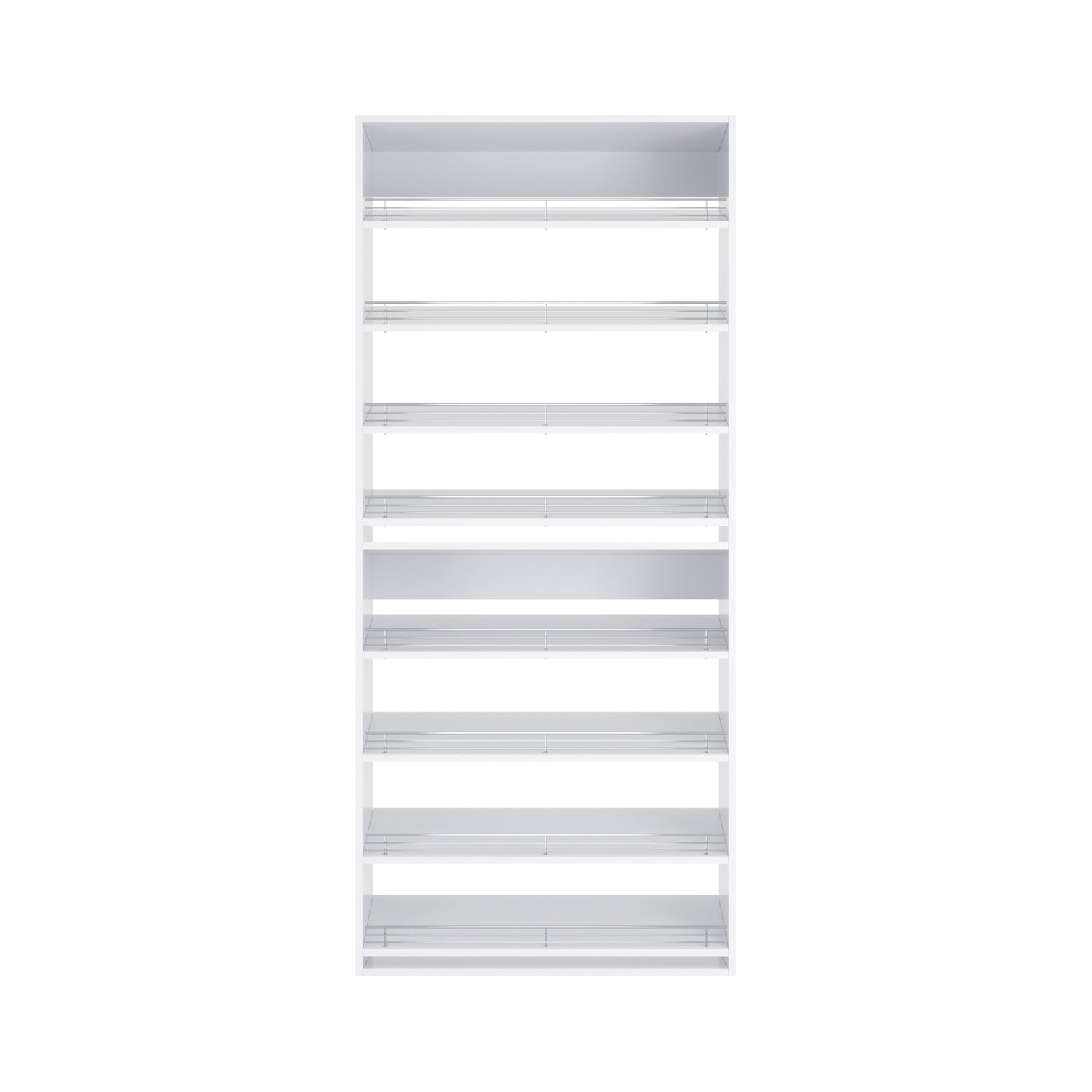 Closet Silo Full Slanted Shoe Shelf Tower Unit in White