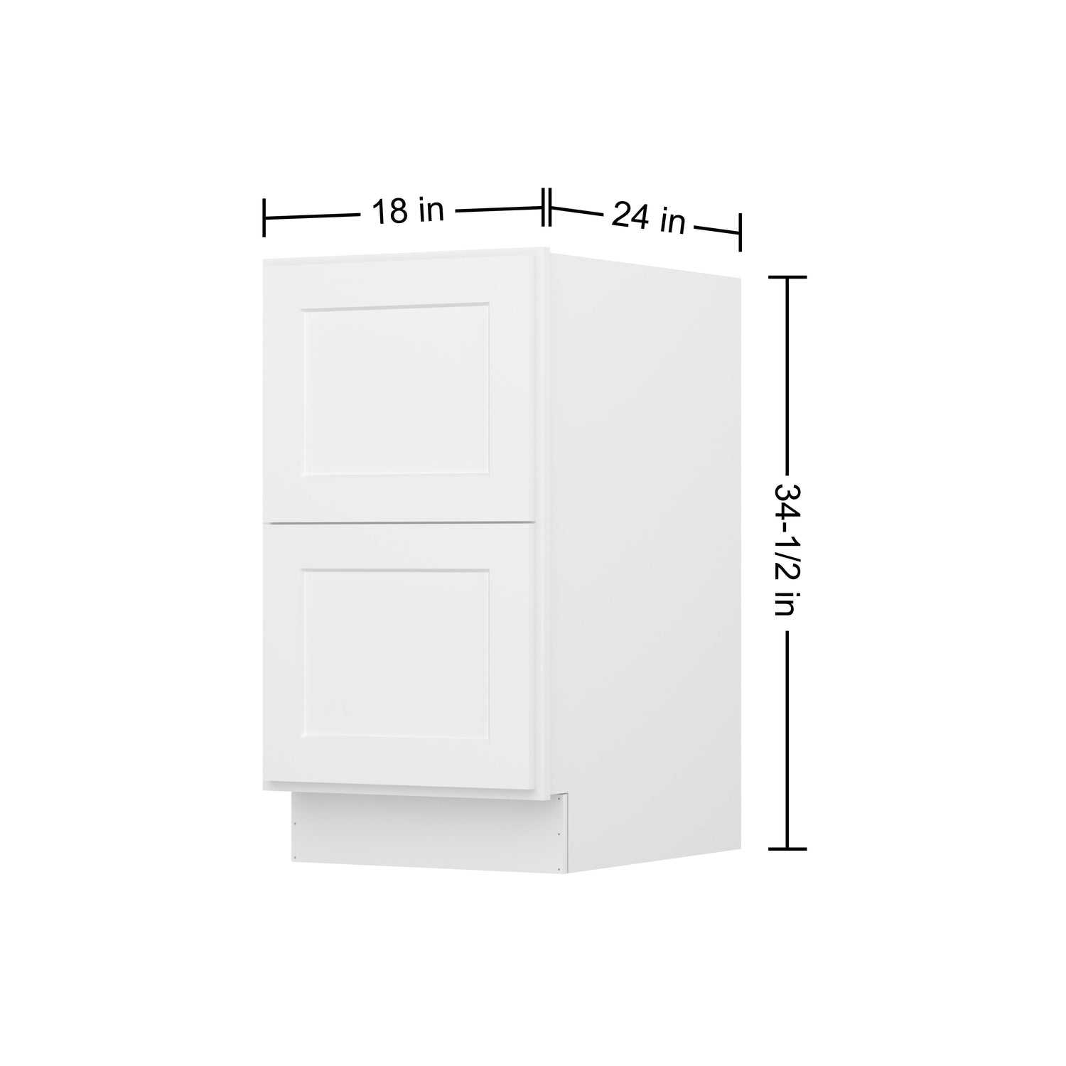 2DB18 Shaker White Two Drawer Base Cabinet