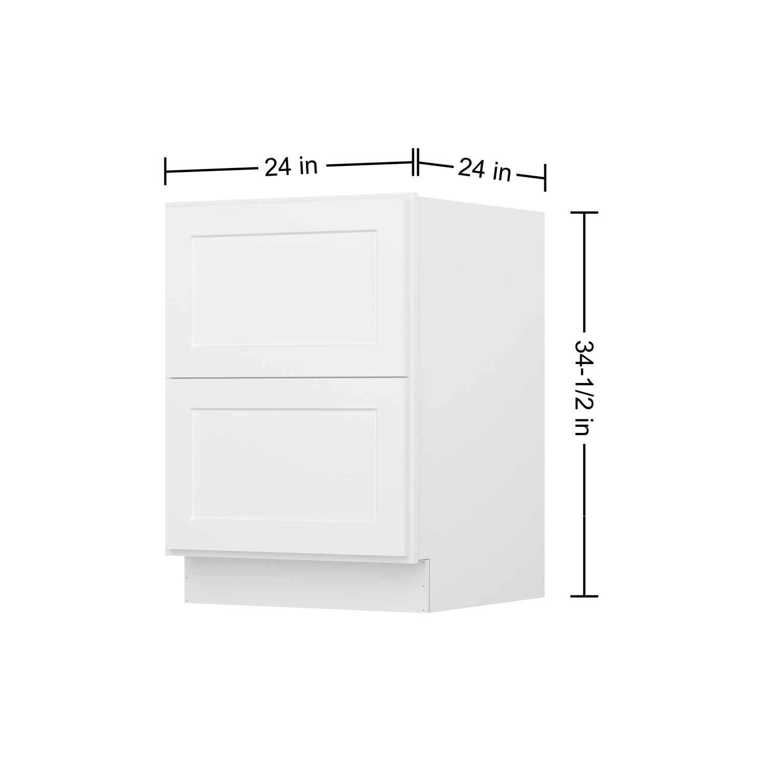 2DB24 Shaker White Two Drawer Base Cabinet