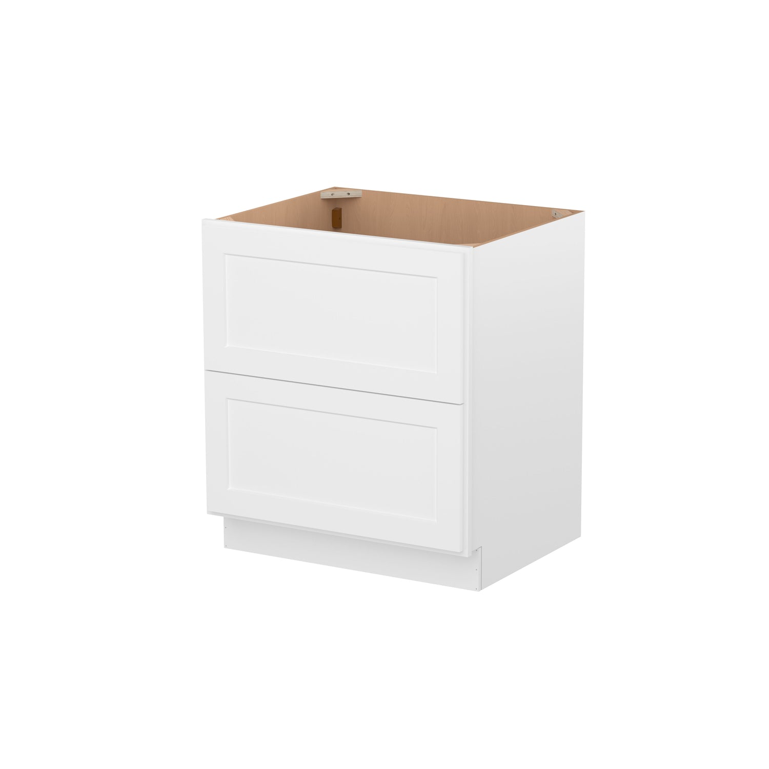 2DB30 Shaker White Two Drawer Base Cabinet