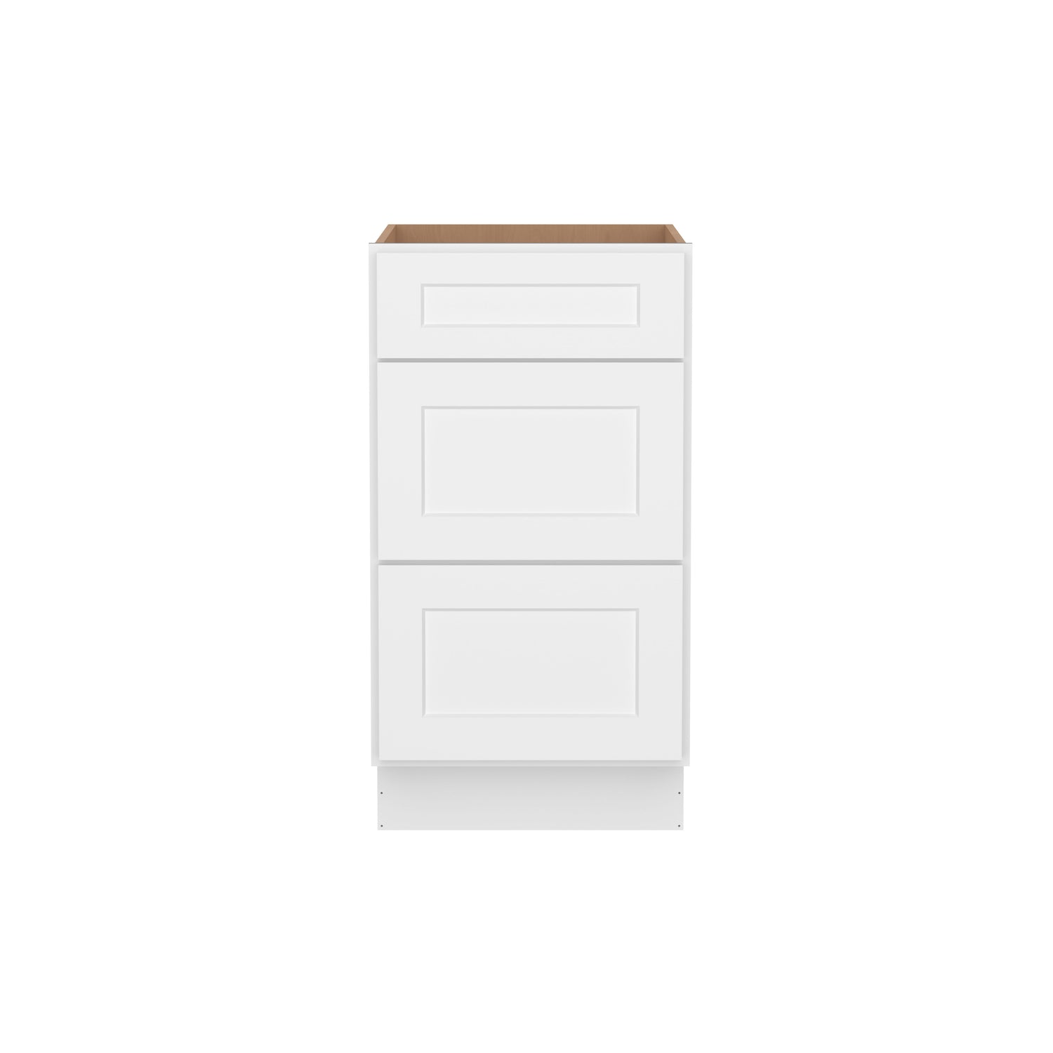 3DB18 Shaker White Three Drawer Base Cabinet