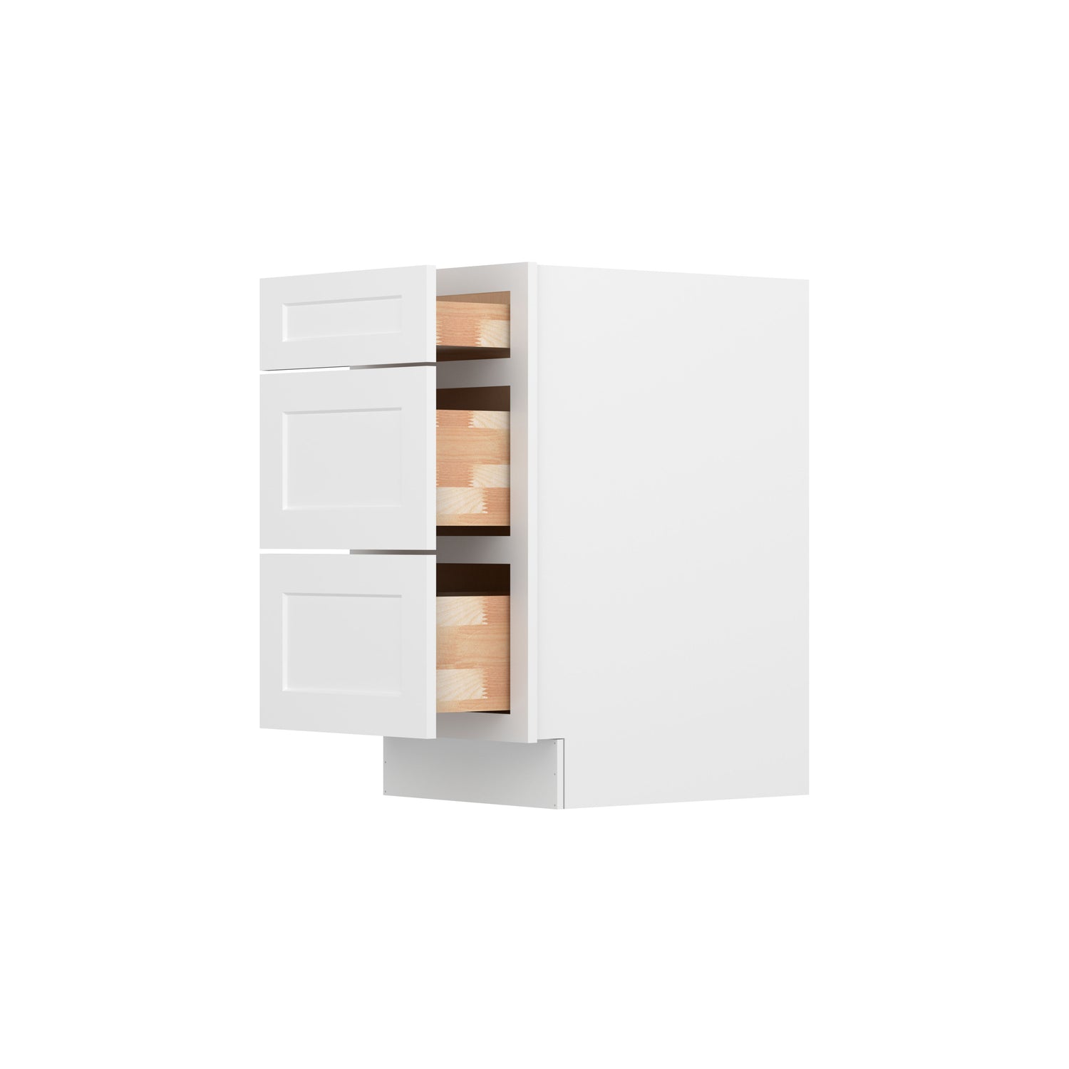 3DB18 Shaker White Three Drawer Base Cabinet