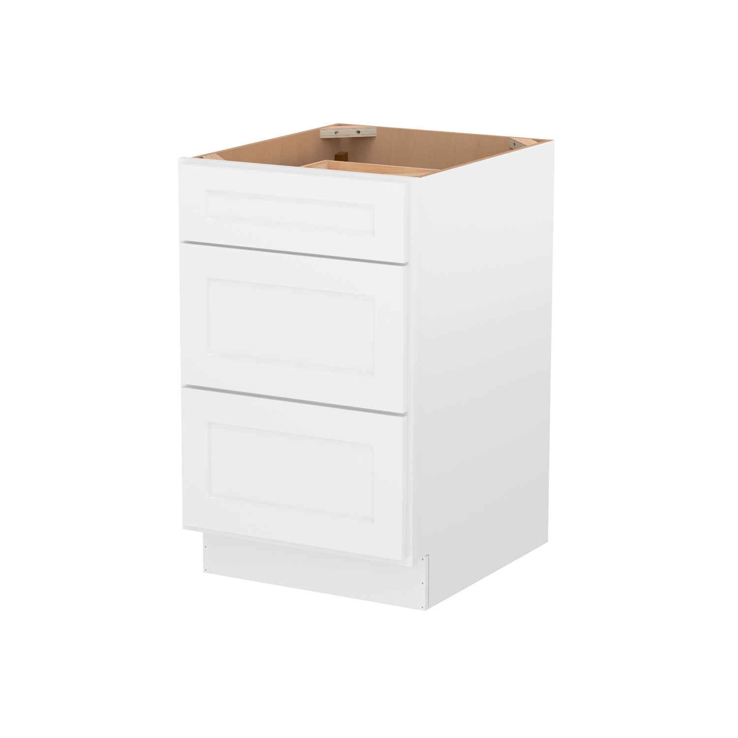 3DB21 Shaker White Three Drawer Base Cabinet