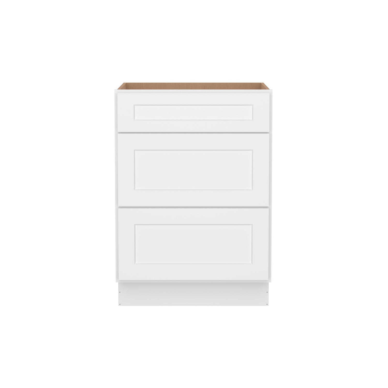 3DB24 Shaker White Three Drawer Base Cabinet