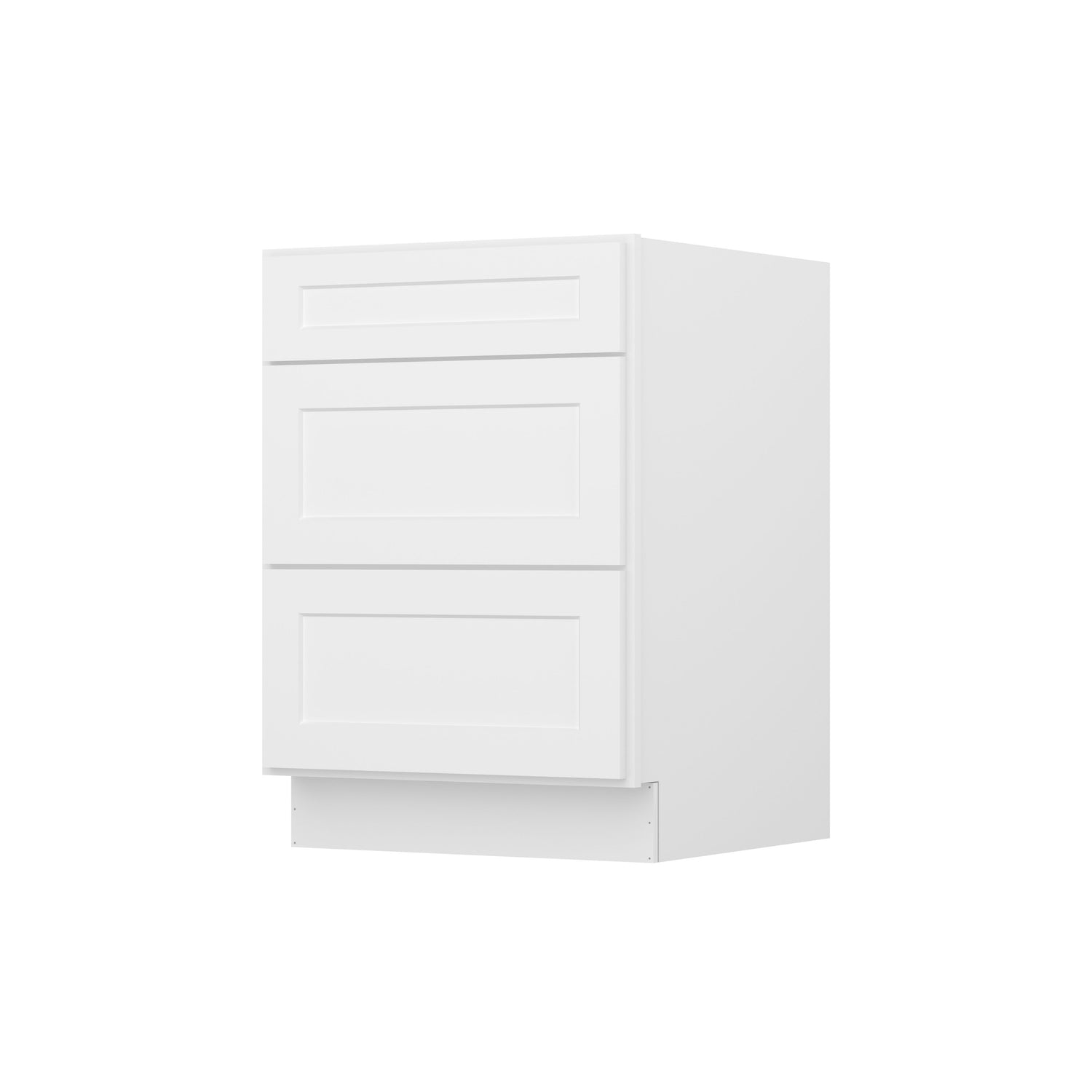 3DB24 Shaker White Three Drawer Base Cabinet