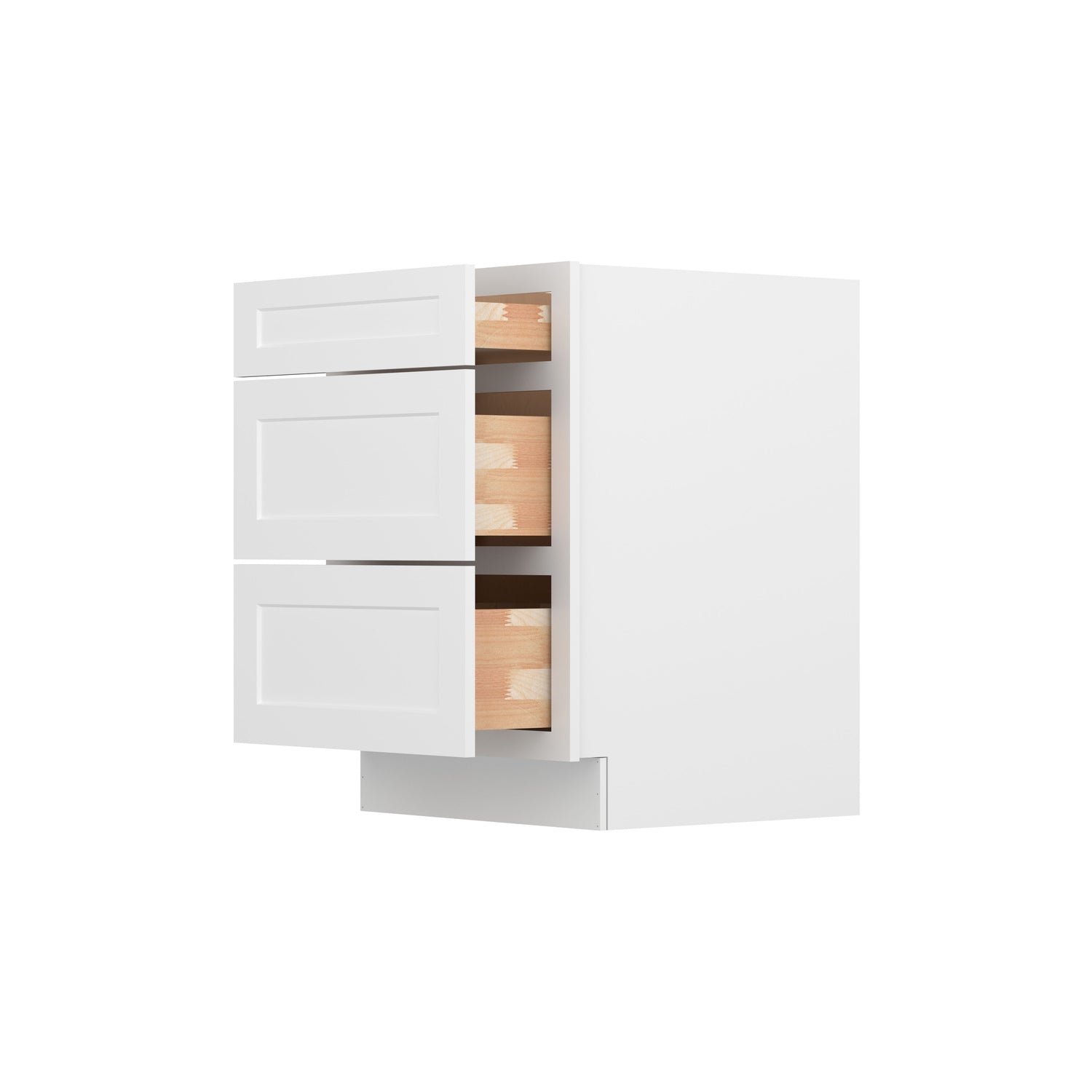 3DB24 Shaker White Three Drawer Base Cabinet