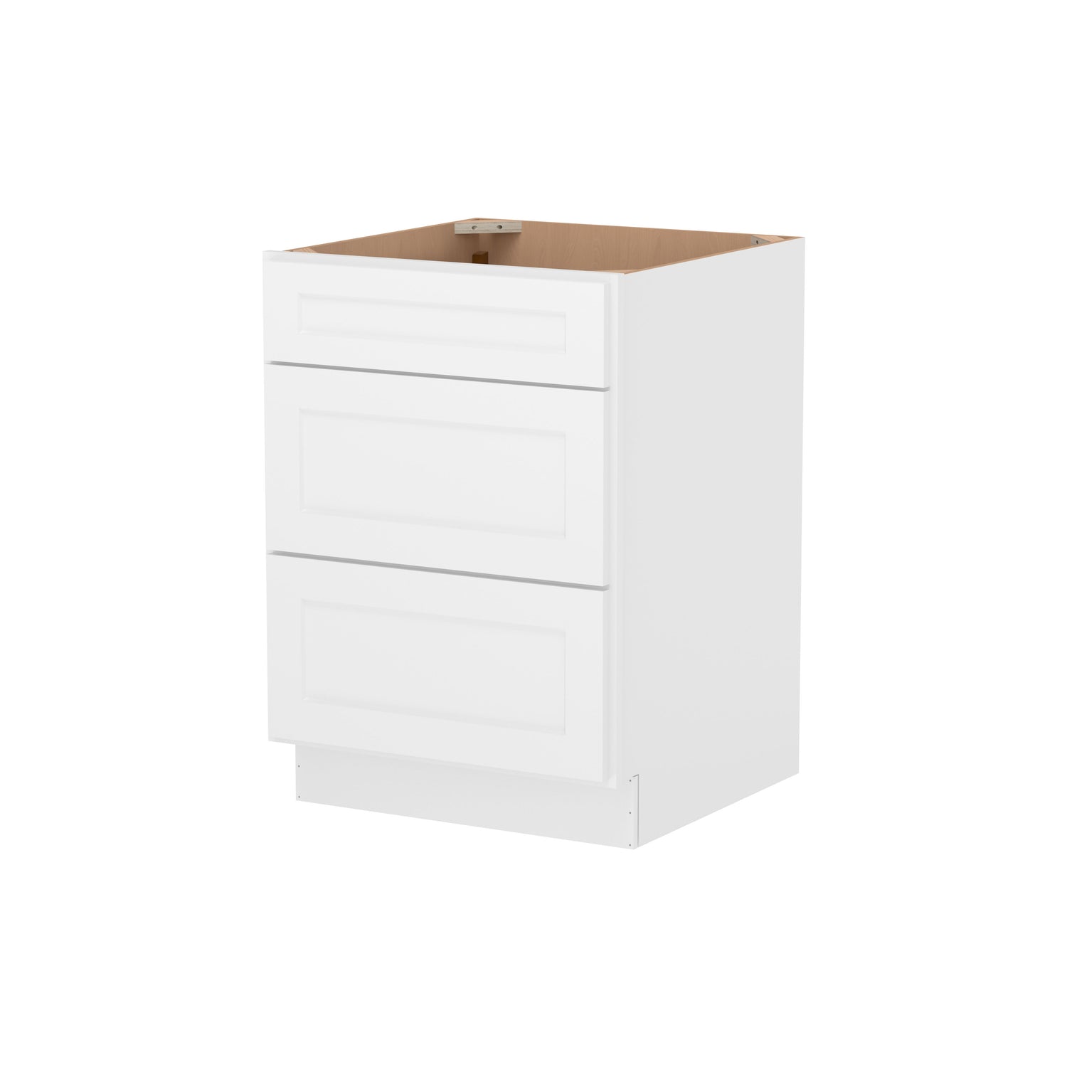 3DB24 Shaker White Three Drawer Base Cabinet