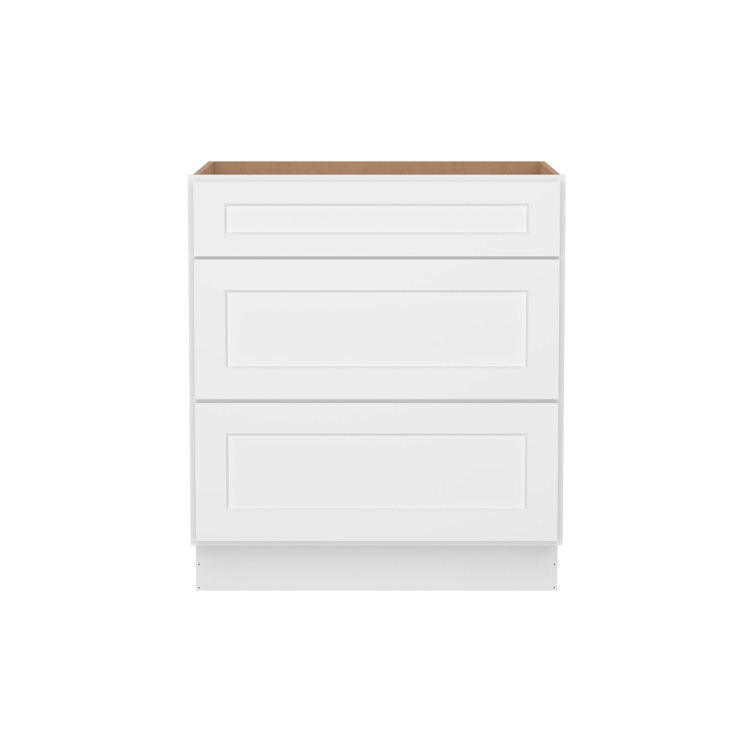 3DB30 Shaker White Three Drawer Base Cabinet