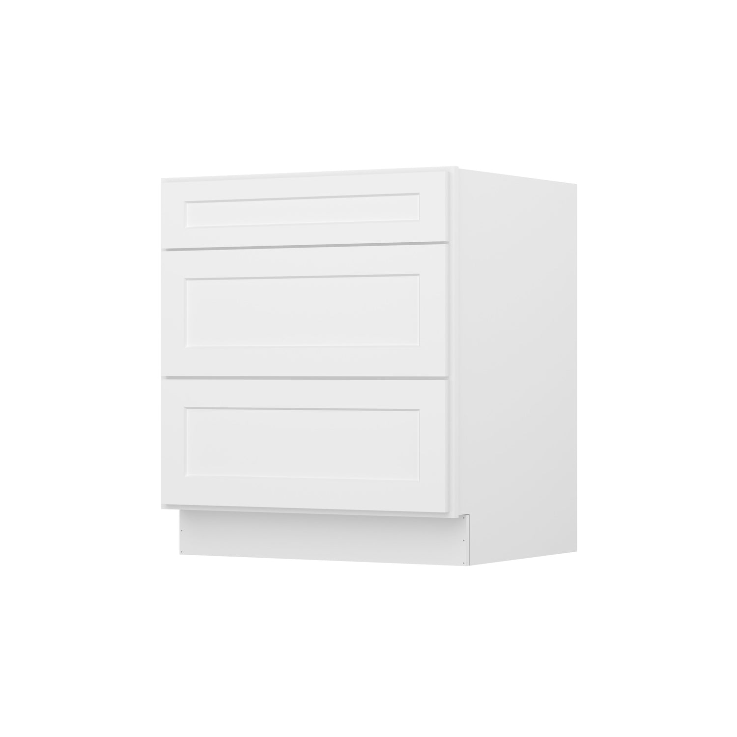 3DB30 Shaker White Three Drawer Base Cabinet