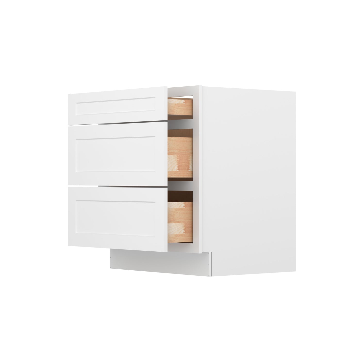 3DB30 Shaker White Three Drawer Base Cabinet