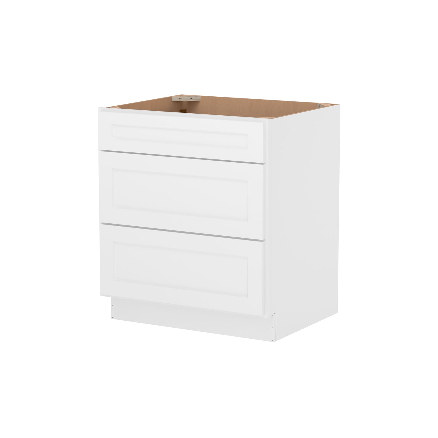 3DB30 Shaker White Three Drawer Base Cabinet