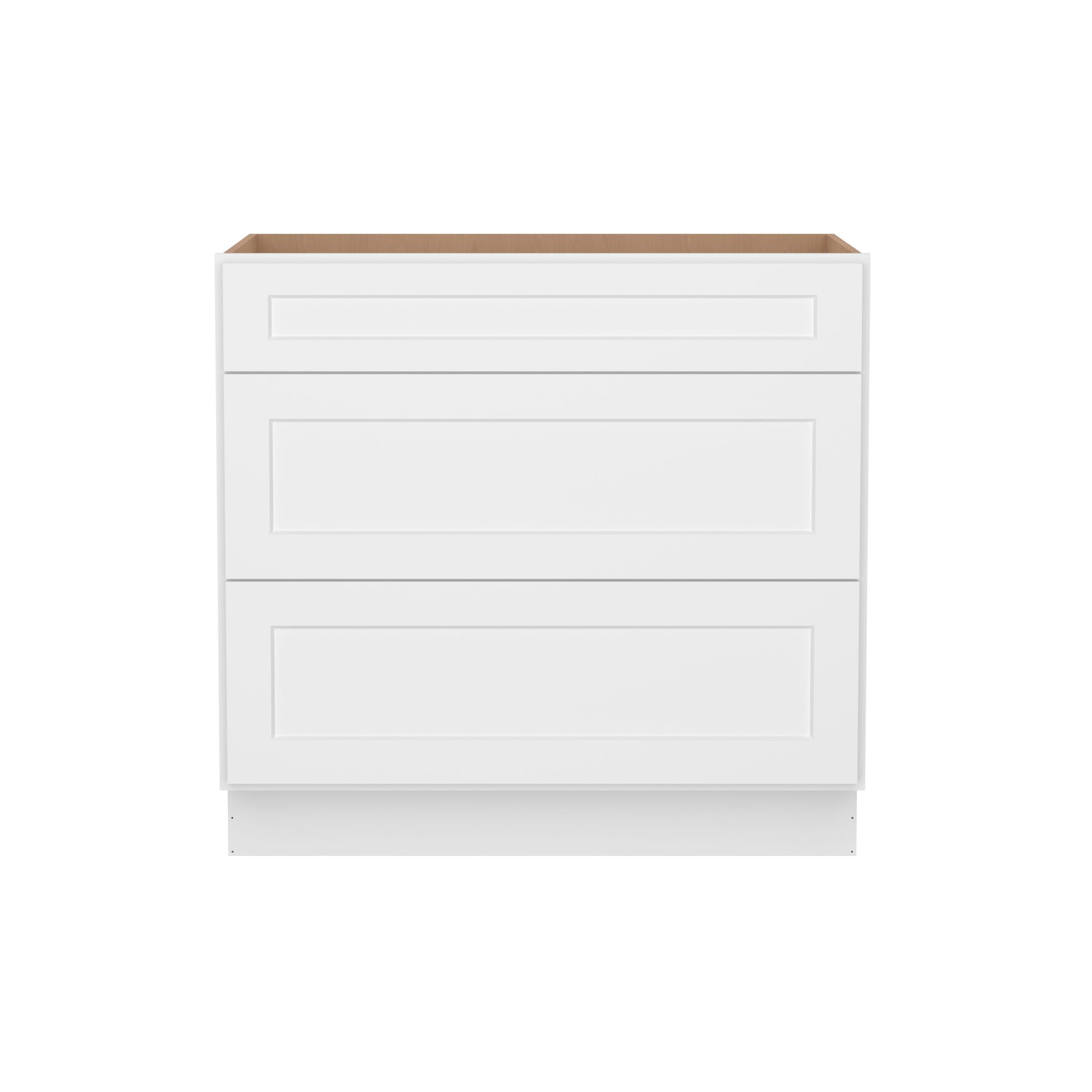 3DB36 Shaker White Three Drawer Base Cabinet