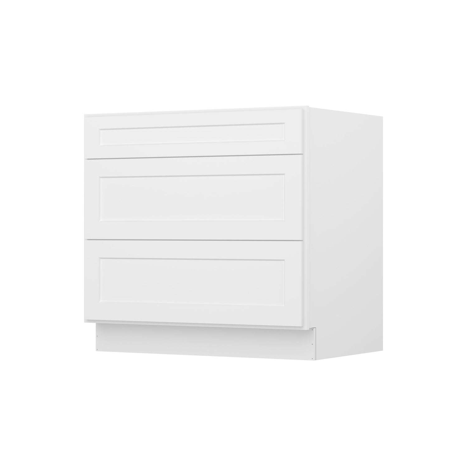 3DB36 Shaker White Three Drawer Base Cabinet