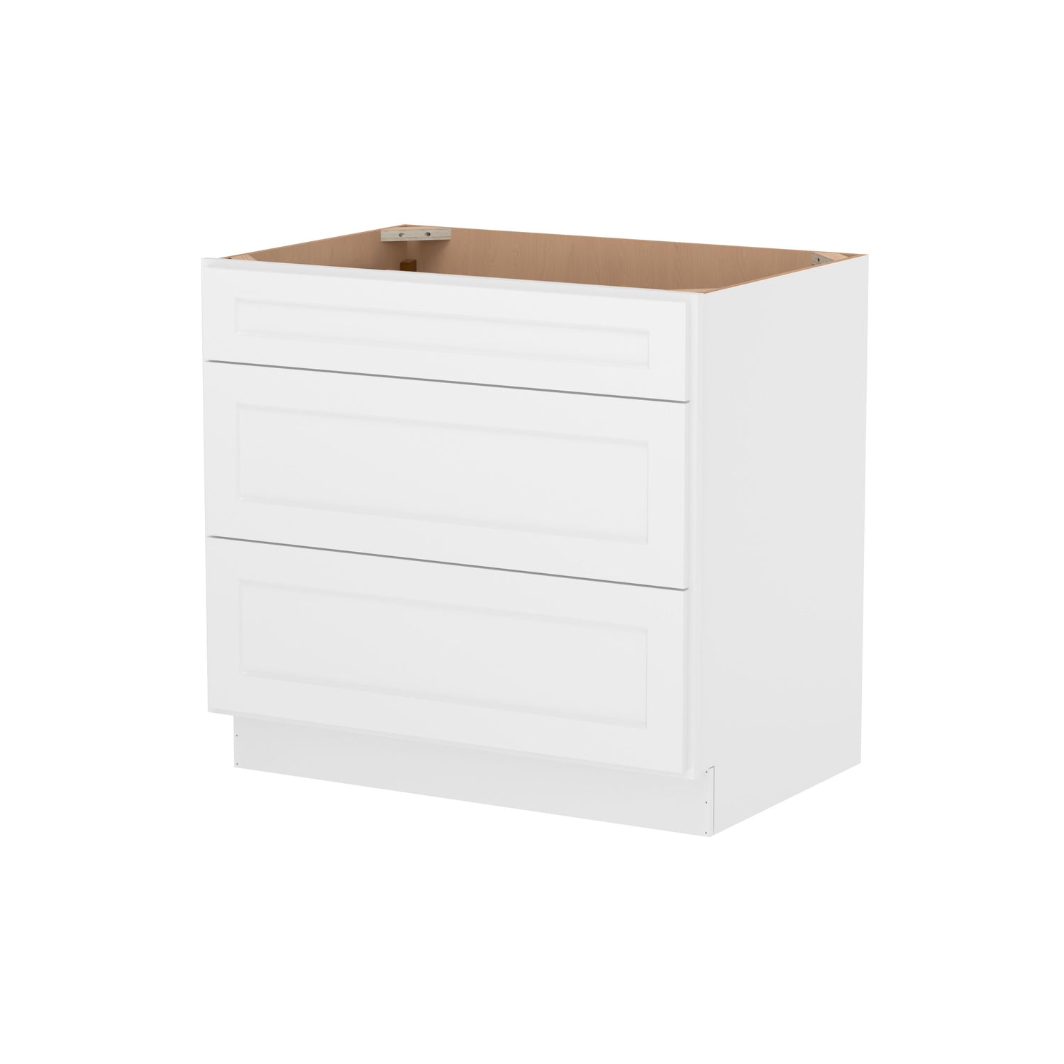 3DB36 Shaker White Three Drawer Base Cabinet