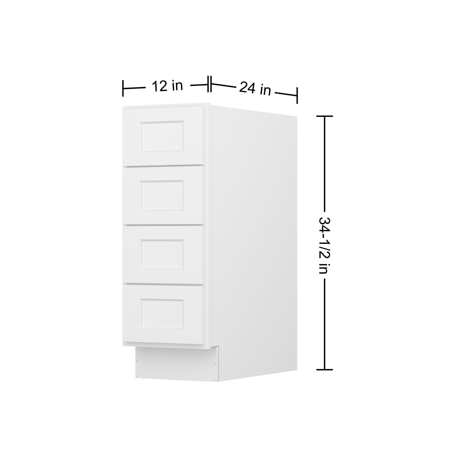 4DB12 Shaker White Four Drawer Base Cabinet