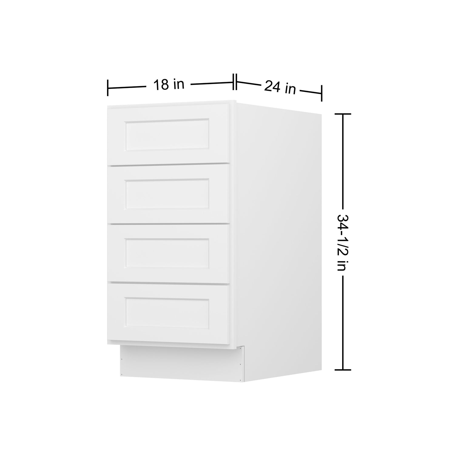 4DB18 Shaker White Four Drawer Base Cabinet