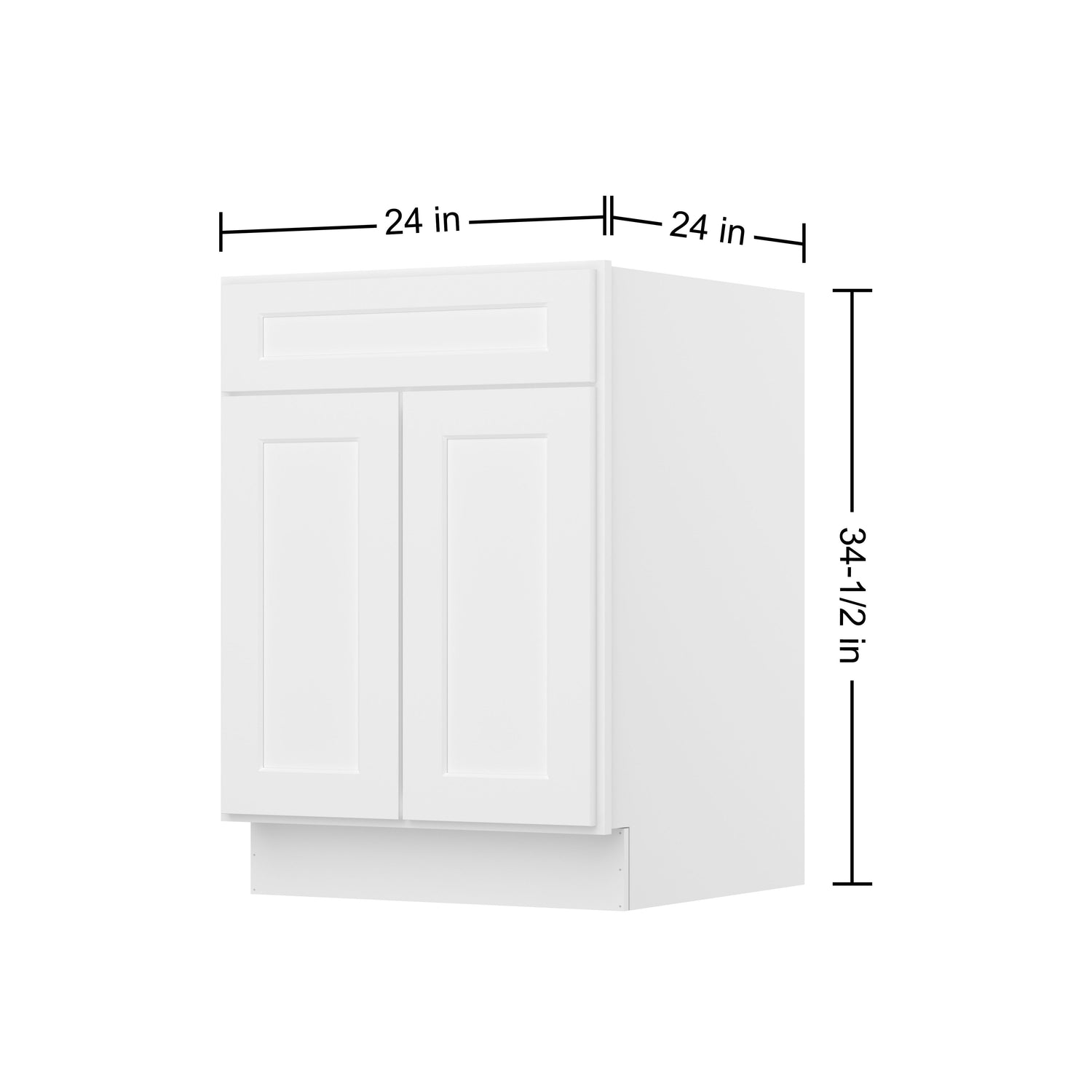 B24 Shaker White Double Door Base Cabinet