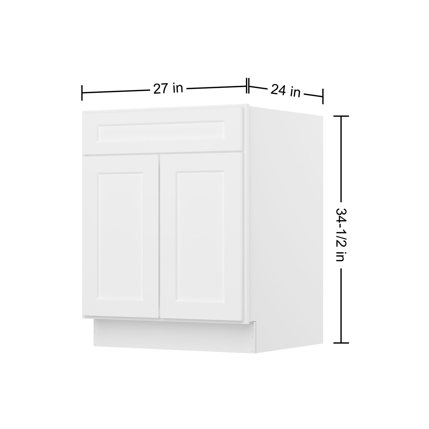 B27 Shaker White Double Door Base Cabinet