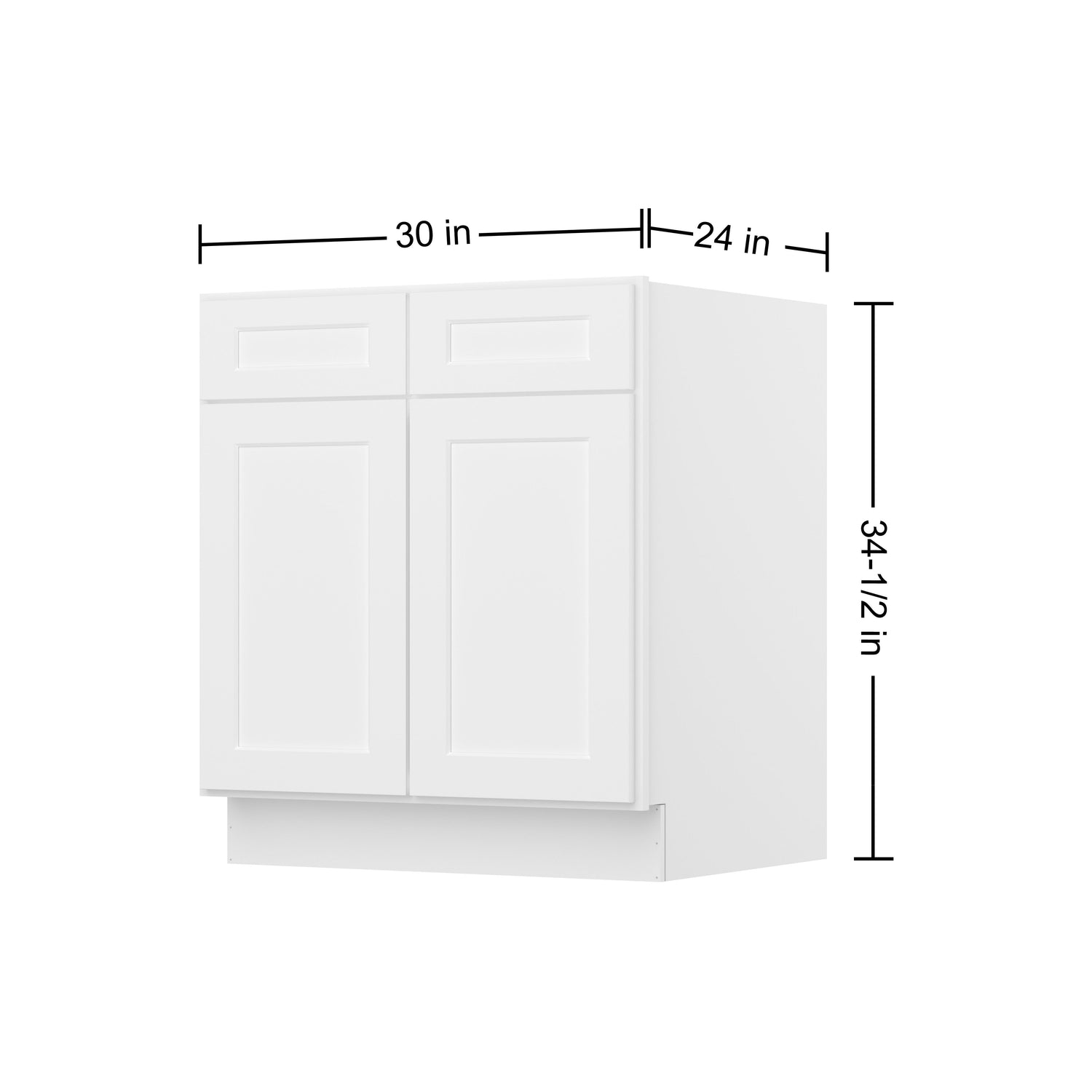 B30 Shaker White Double Door Base Cabinet