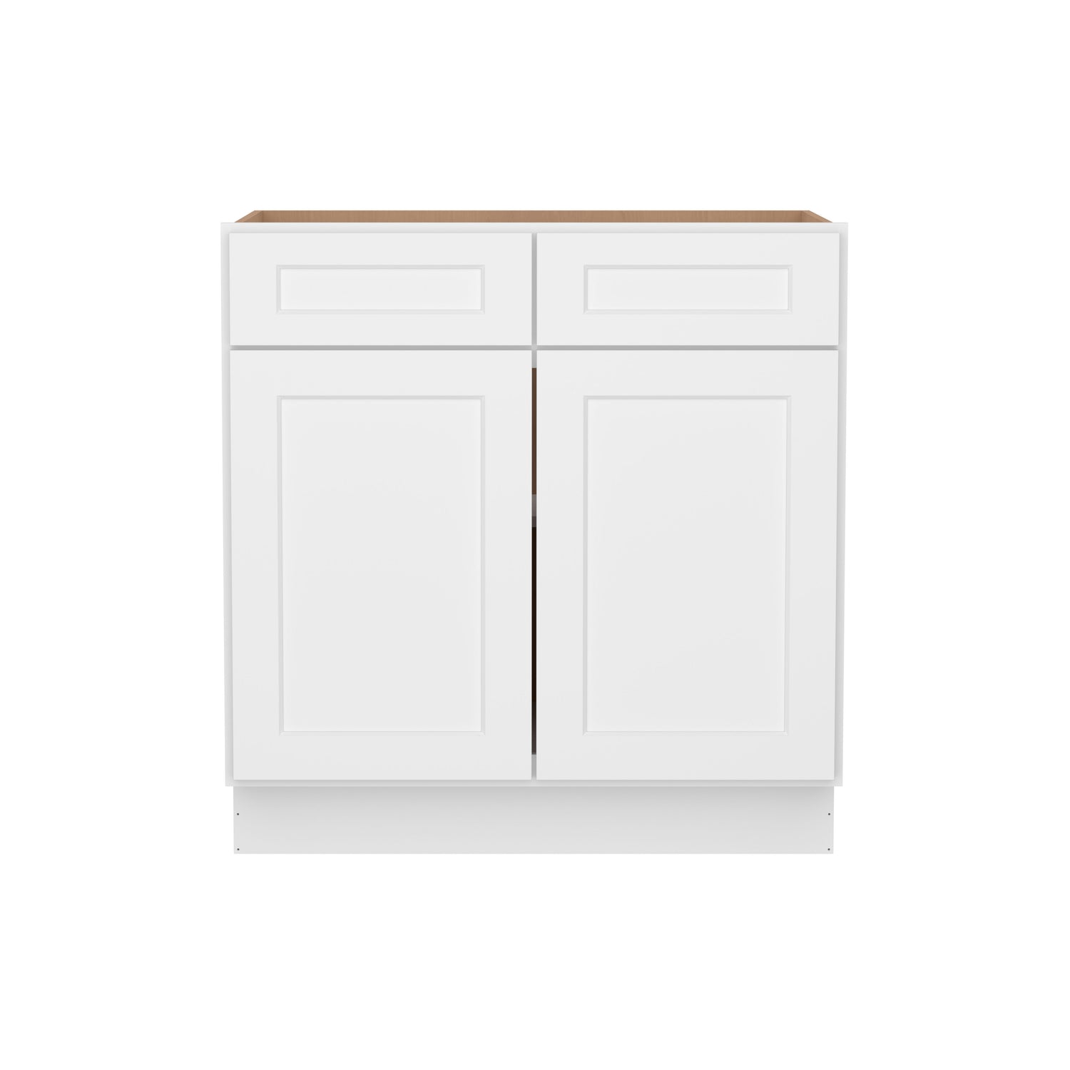 B33 Shaker White Double Door Base Cabinet