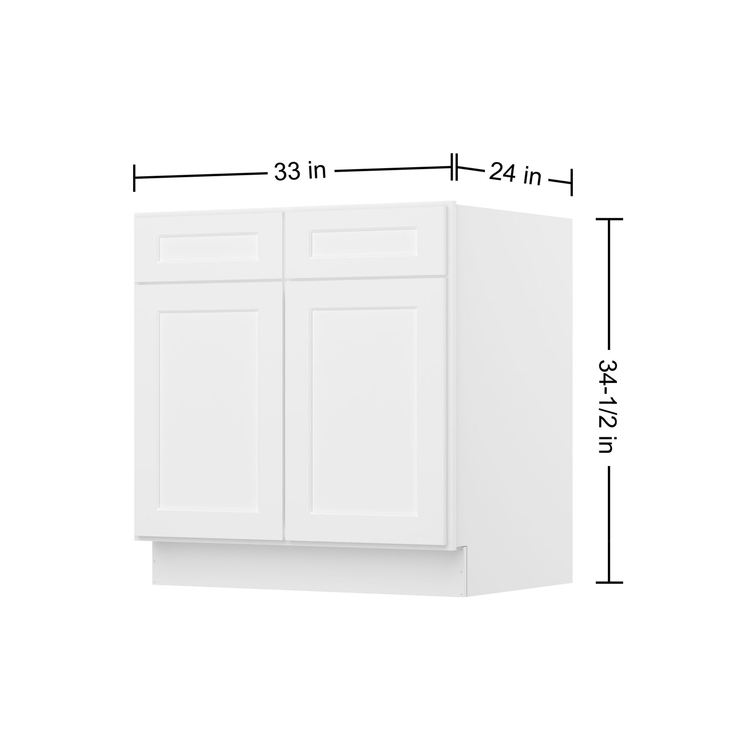 B33 Shaker White Double Door Base Cabinet