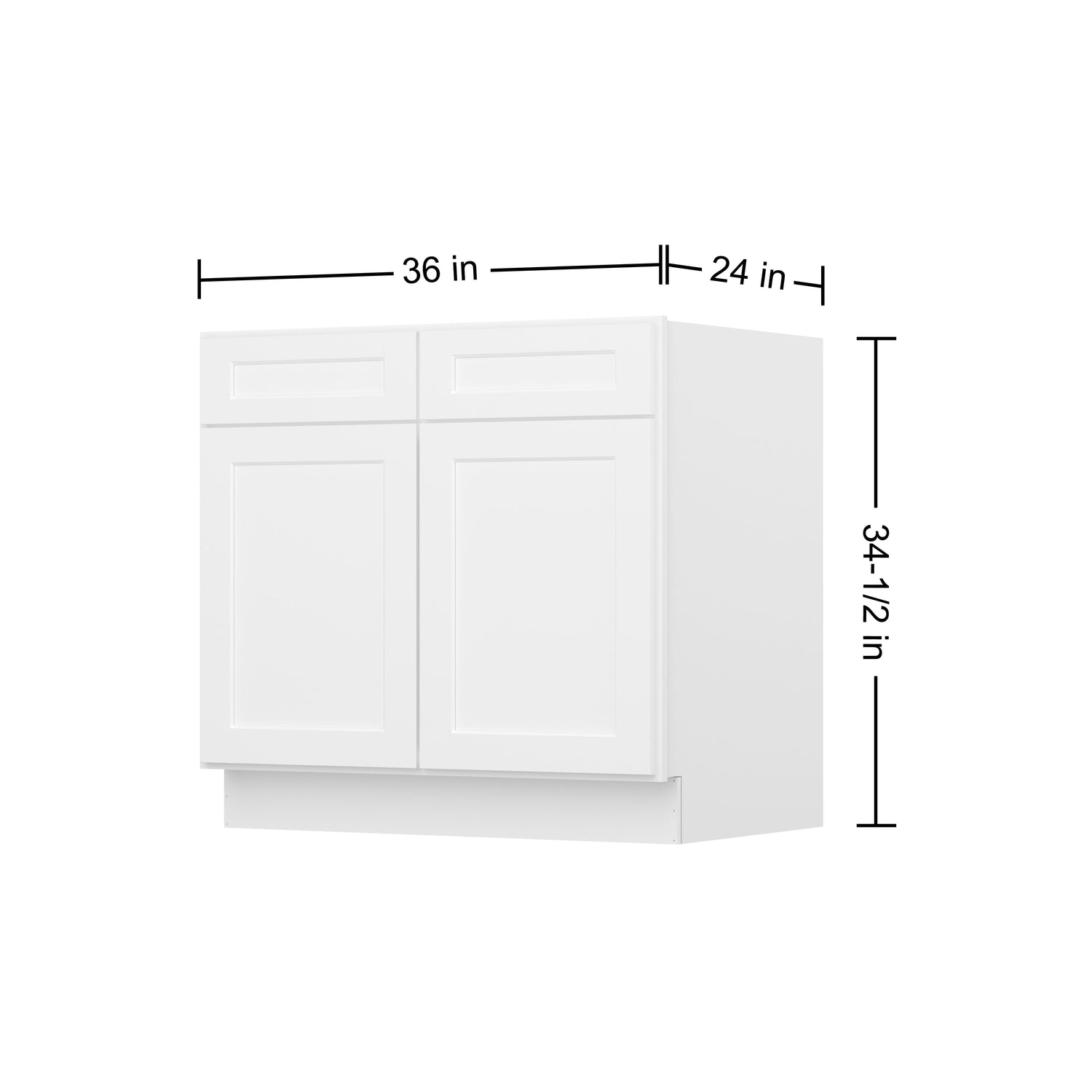 B36 Shaker White Double Door Base Cabinet