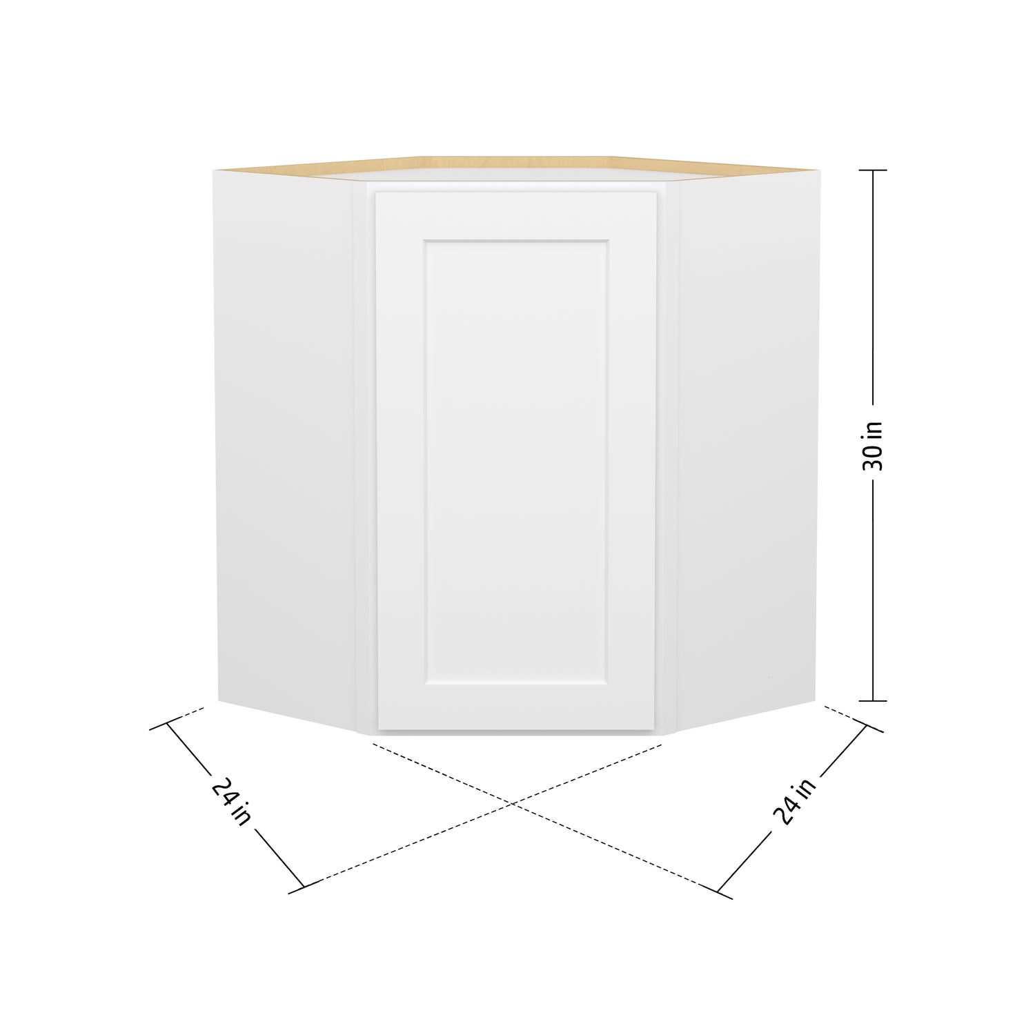 DCW2430 Shaker White Wall Diagonal Corner Cabinet