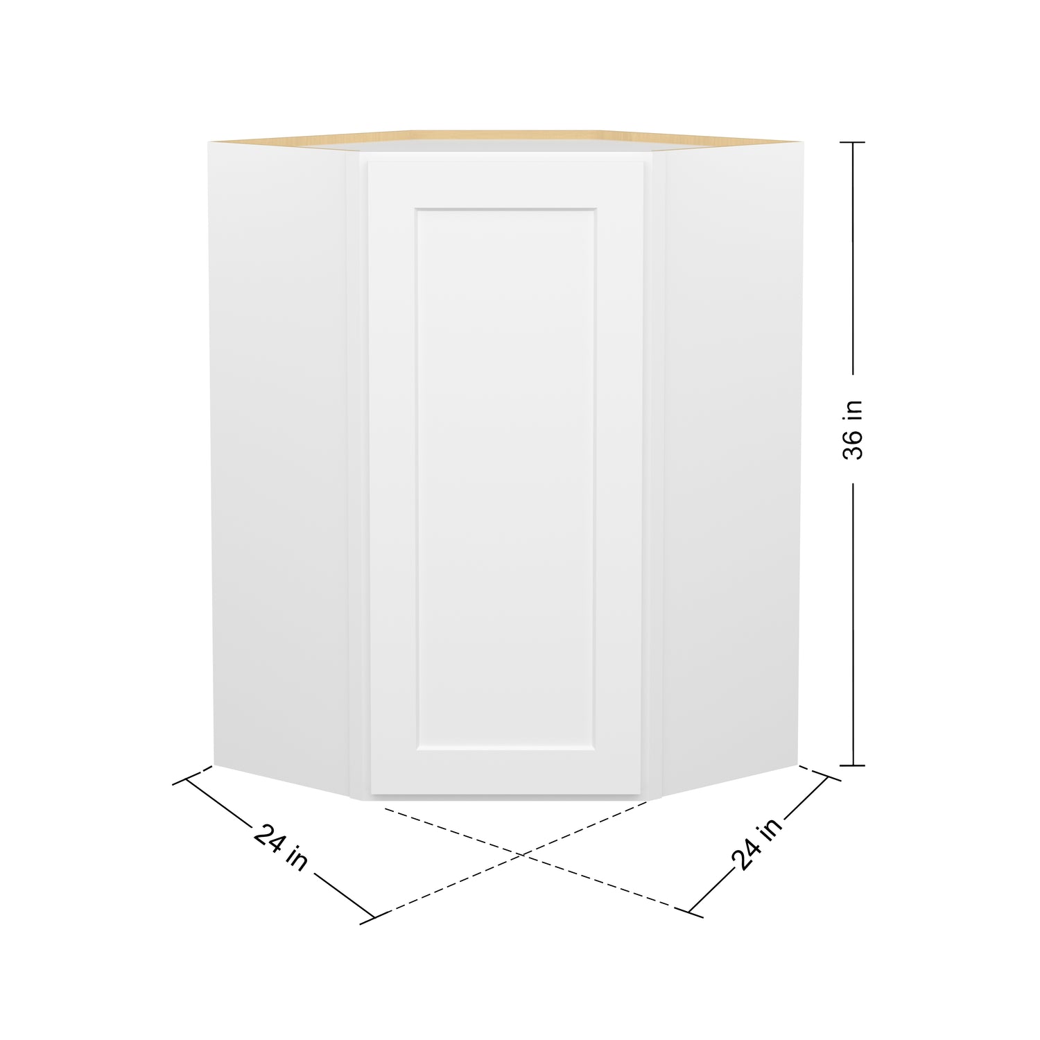 DCW2436 Shaker White Wall Diagonal Corner Cabinet