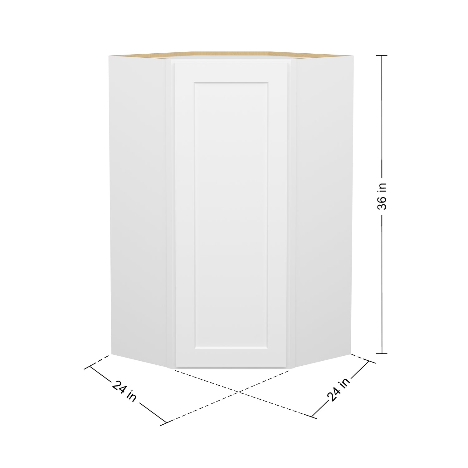 DCW2442 Shaker White Wall Diagonal Corner Cabinet