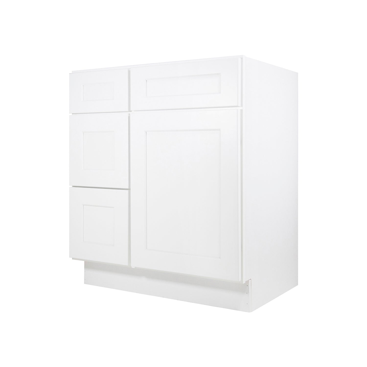 V3021DL Shaker White Vanity Combo Base Cabinet Left