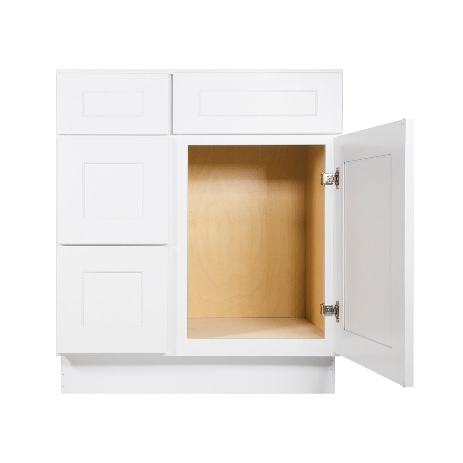 V3021DL Shaker White Vanity Combo Base Cabinet Left