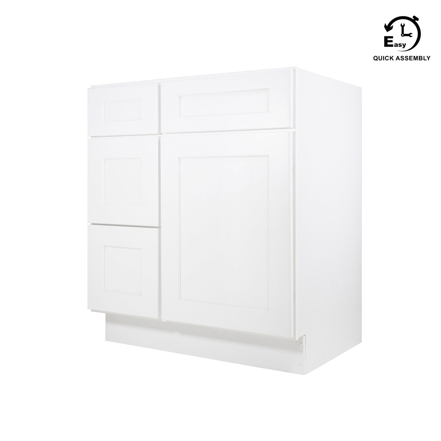 V3021DL Shaker White Vanity Combo Base Cabinet Left