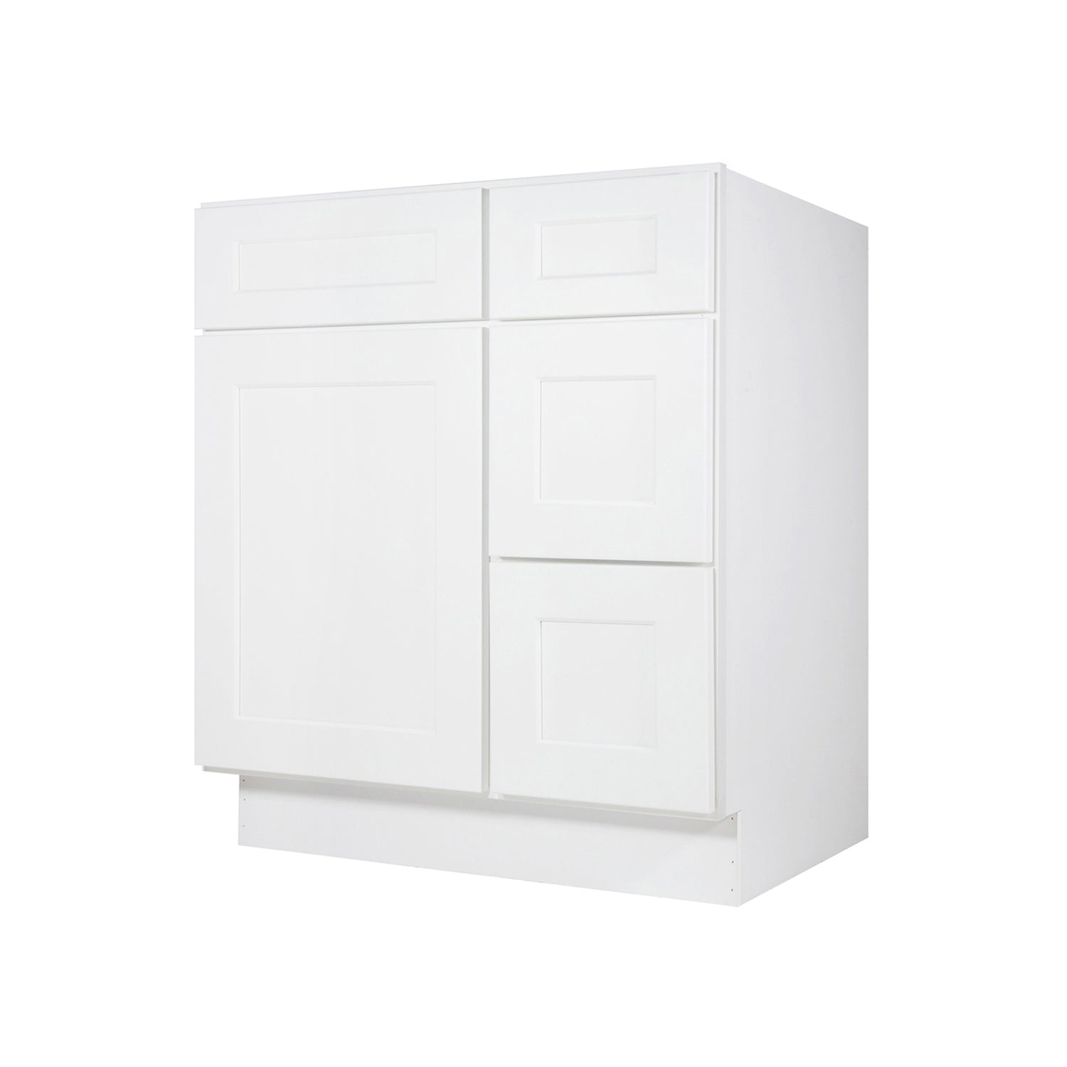 V3021DR Shaker White Vanity Combo Base Cabinet Right