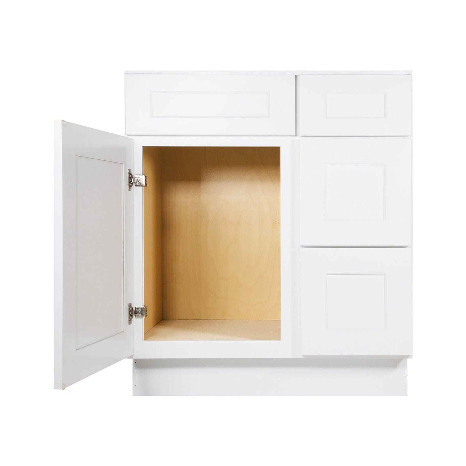 V3021DR Shaker White Vanity Combo Base Cabinet Right