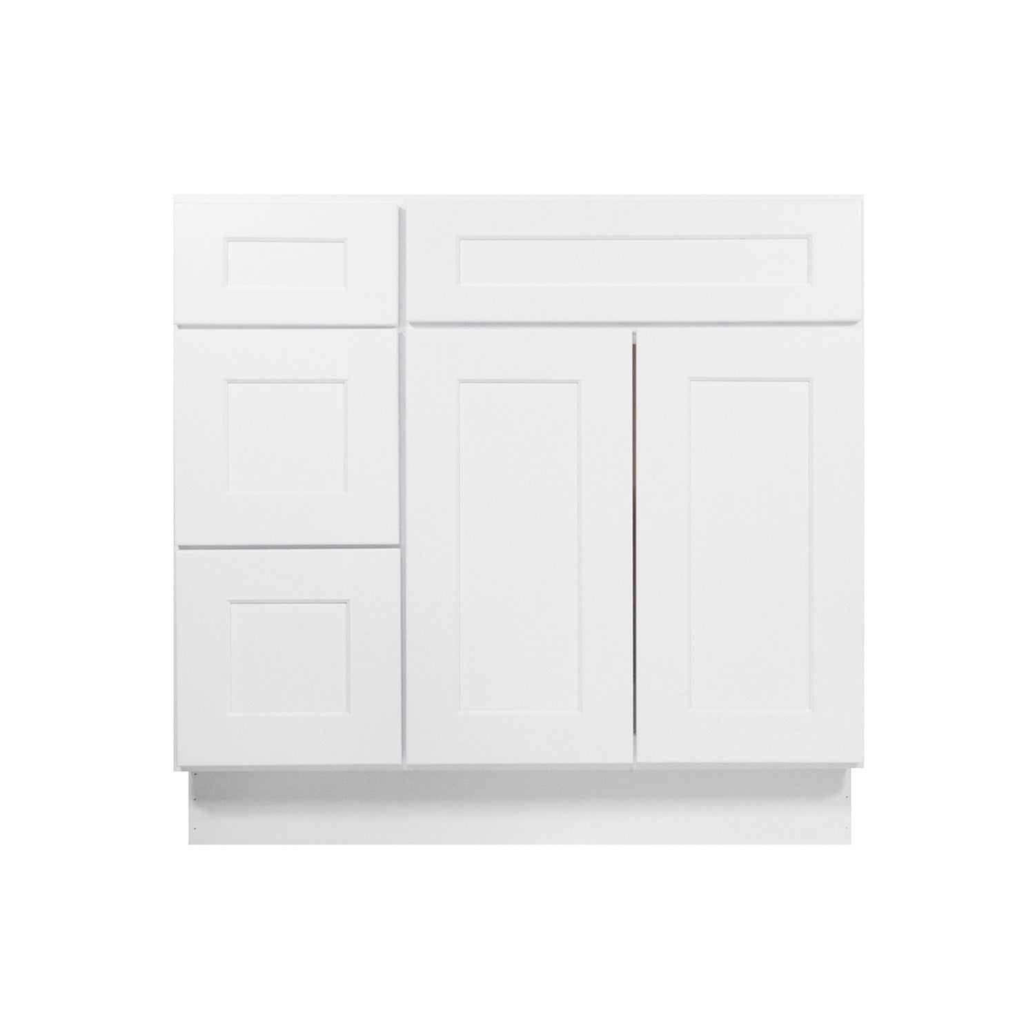 V3621DL Shaker White Vanity Combo Base Cabinet Left