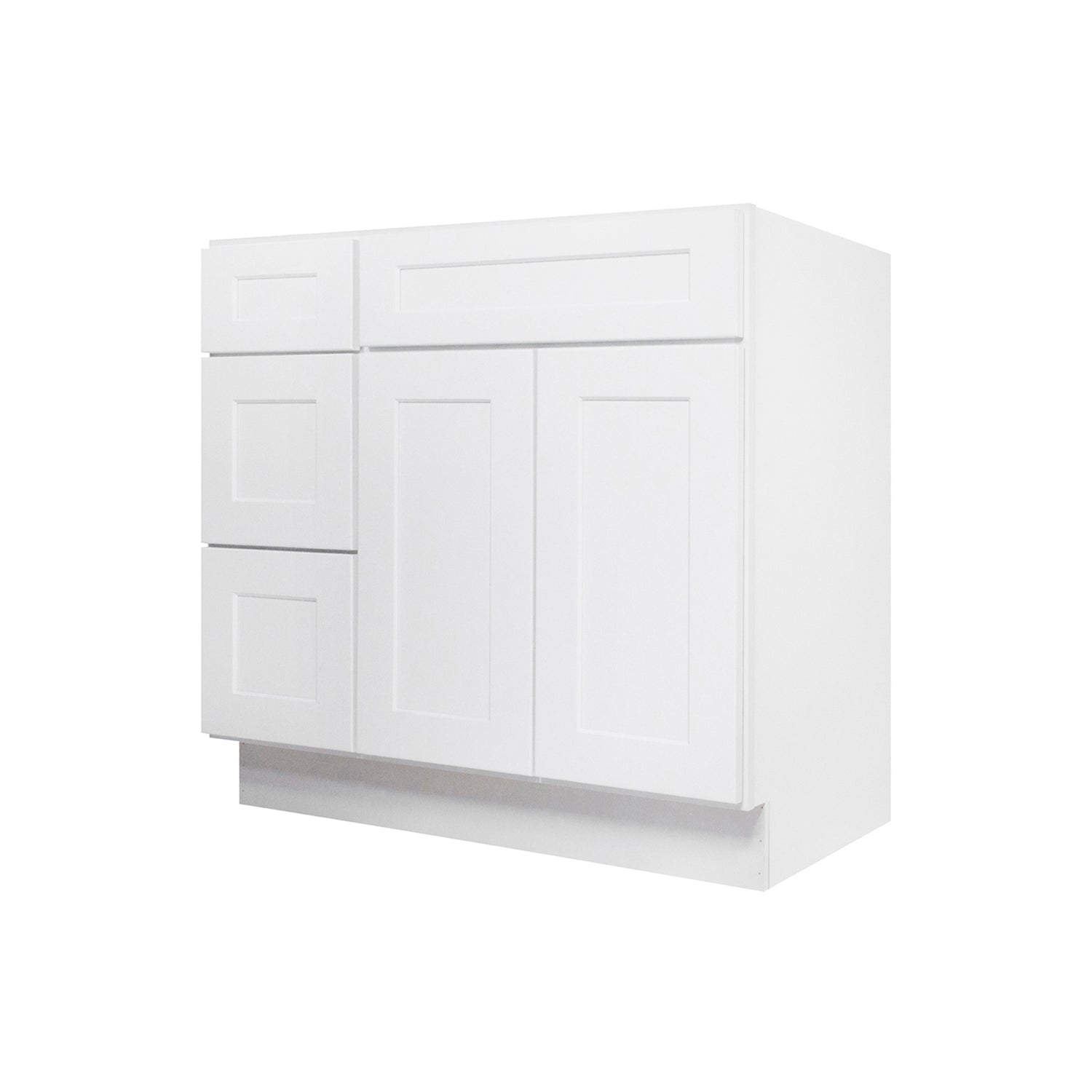 V3621DL Shaker White Vanity Combo Base Cabinet Left