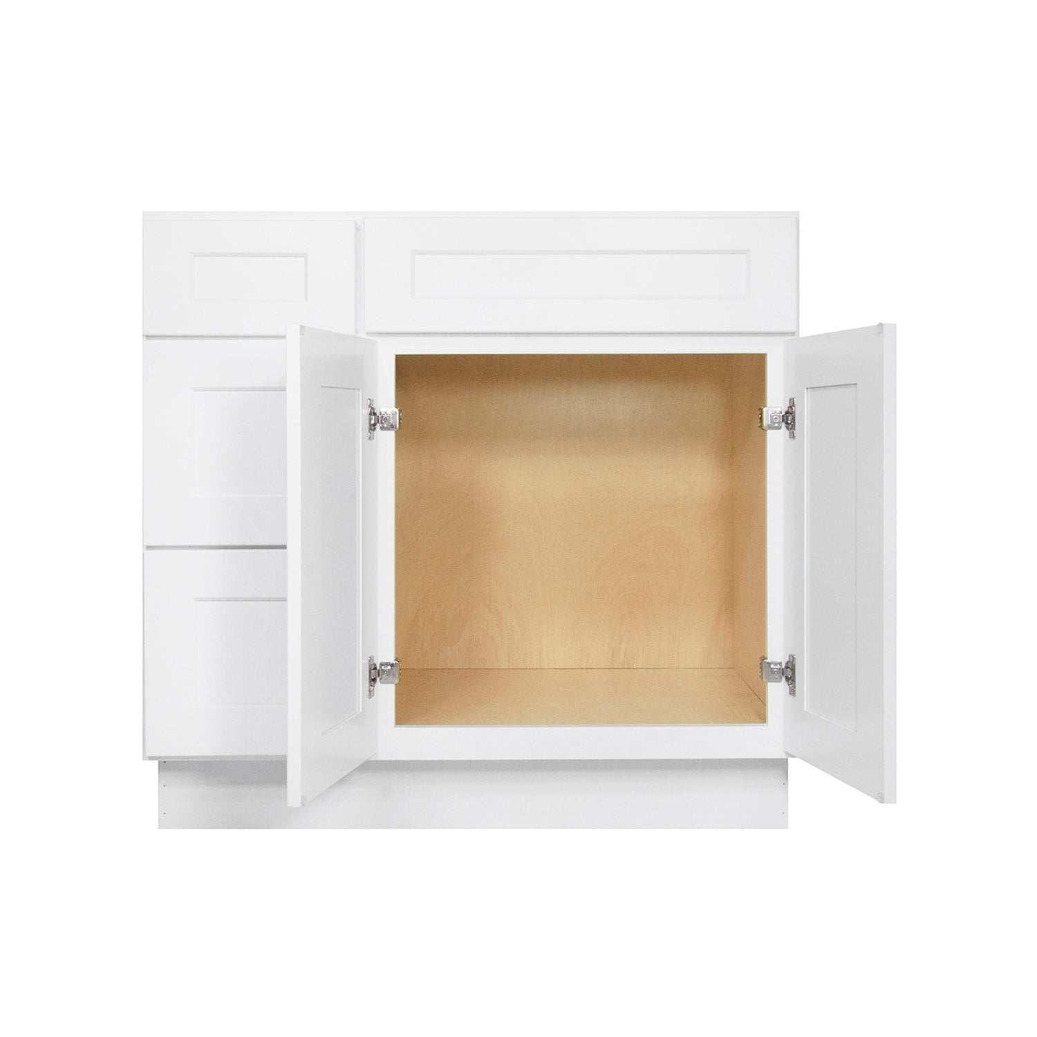 V3621DL Shaker White Vanity Combo Base Cabinet Left