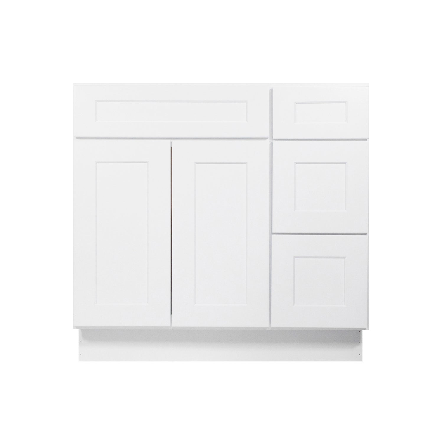 V3621DR Shaker White Vanity Combo Base Cabinet Right